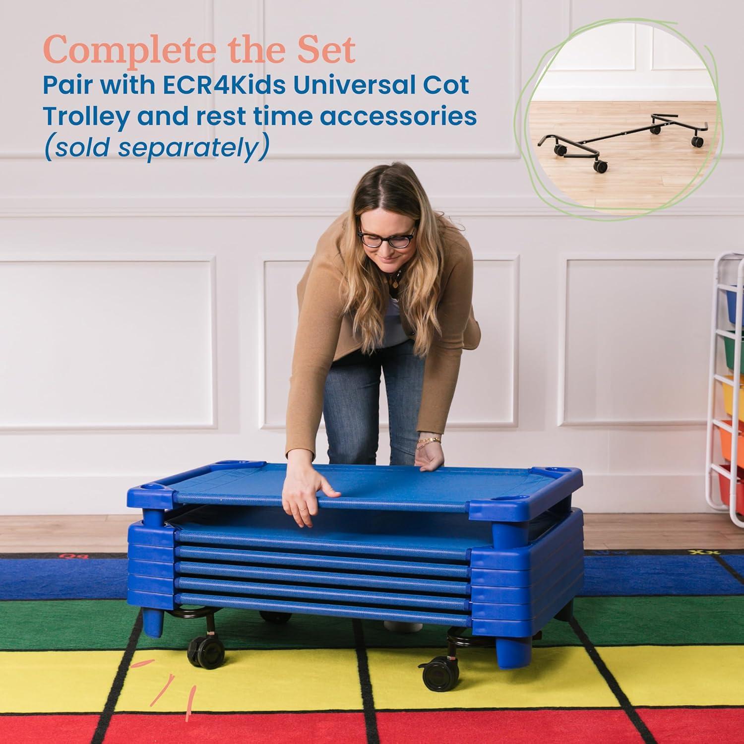 Cuna ECR4Kids Streamline para Niños Pequeños, 101.6 cm, Azul, Paquete de 6