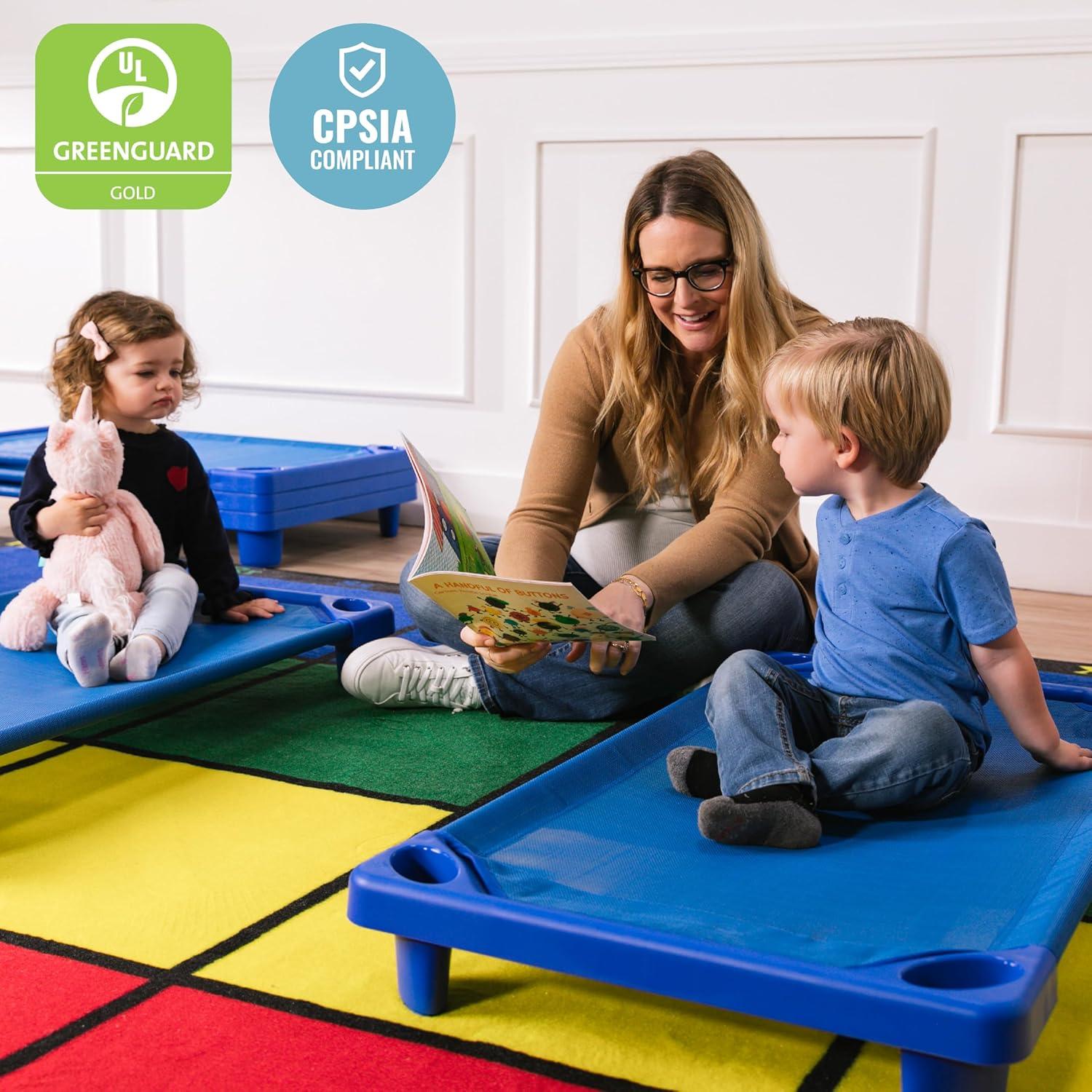 Cuna ECR4Kids Streamline para Niños Pequeños, 101.6 cm, Azul, Paquete de 6