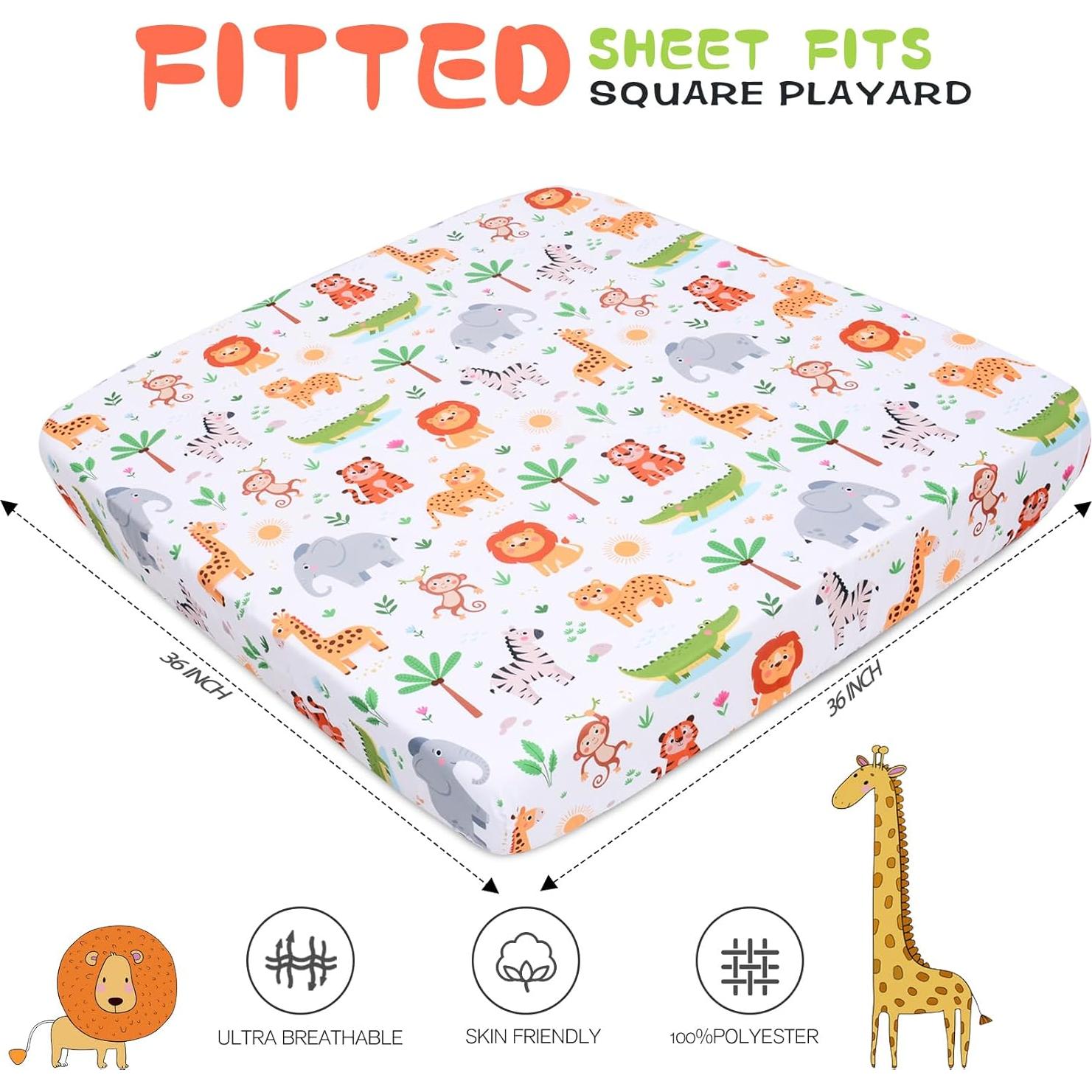 Sábanas Ajustadas Cloele para Parque Infantil 91x91 cm Animales