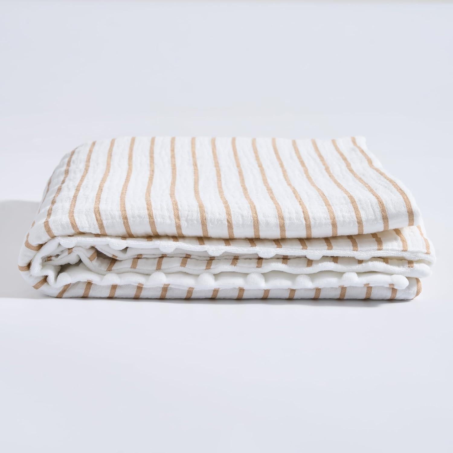 Manta de Muselina Meracorallo 76x102 cm Raya Neutral Bebé