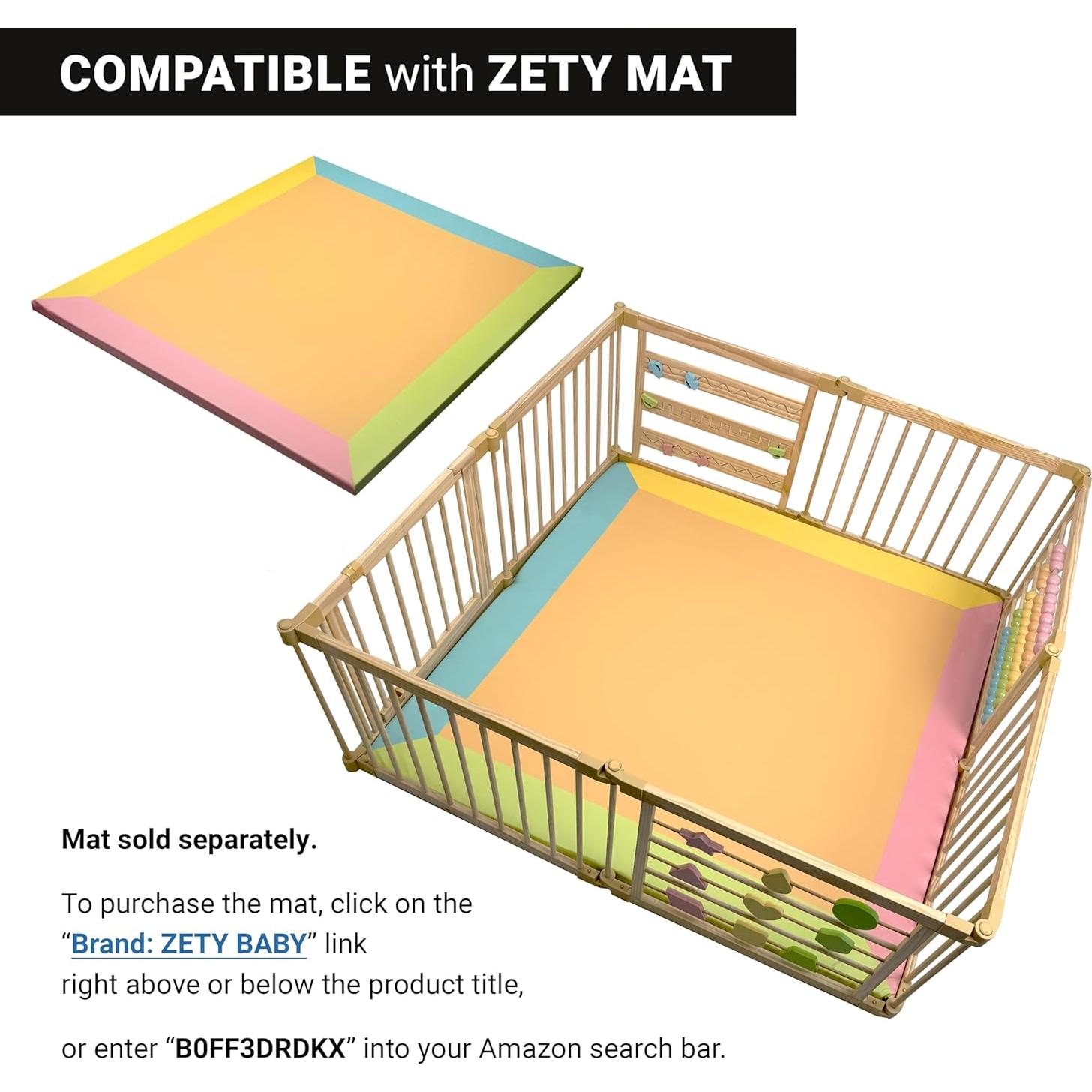 Parque Infantil Plegable ZETY de Madera Natural - 8 Paneles