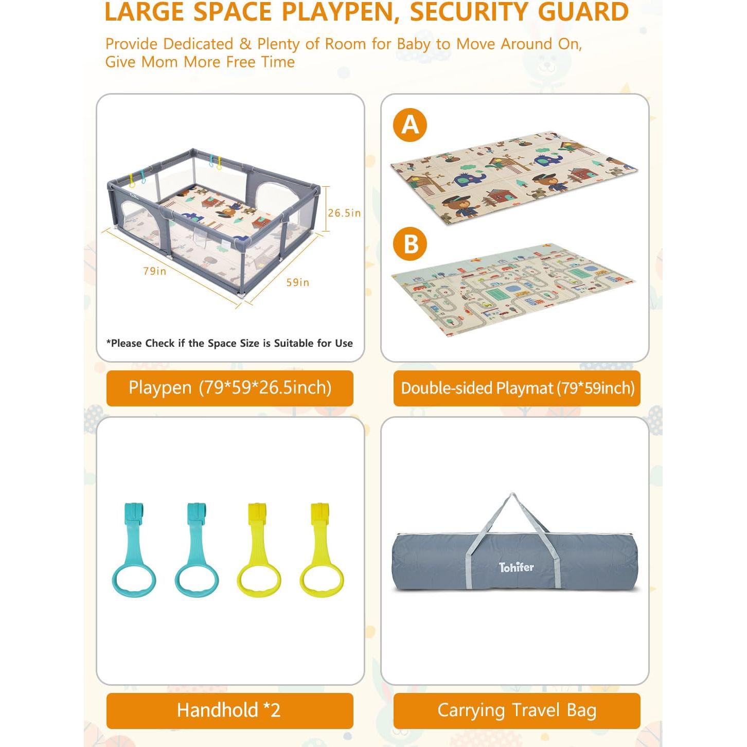 Parque Infantil Grande BPP01 - 200x150x68 cm, Seguro y Ecológico