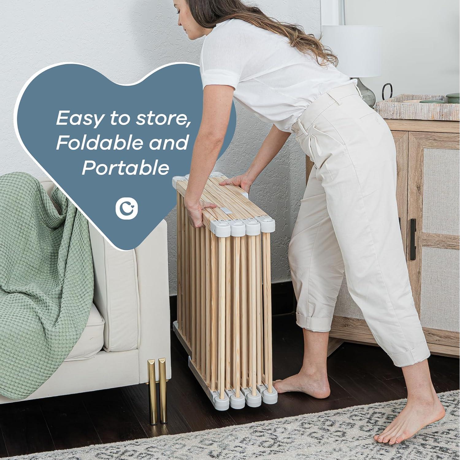 Reja de Juego Plegable Comfy Cubs Madera Clara 145x145 cm