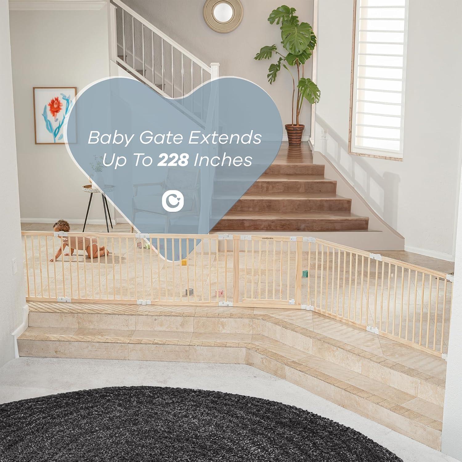 Reja de Juego Plegable Comfy Cubs Madera Clara 145x145 cm