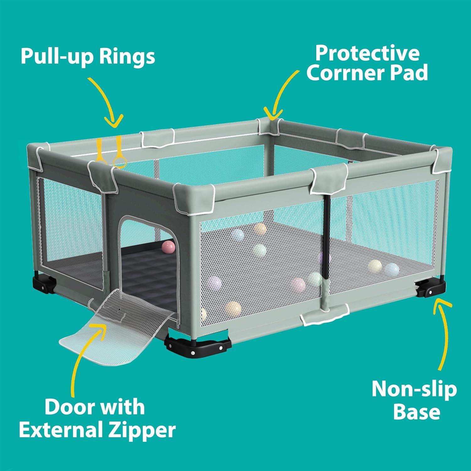Parque Infantil Plegable ICAREWAY 180x150 cm Verde Claro