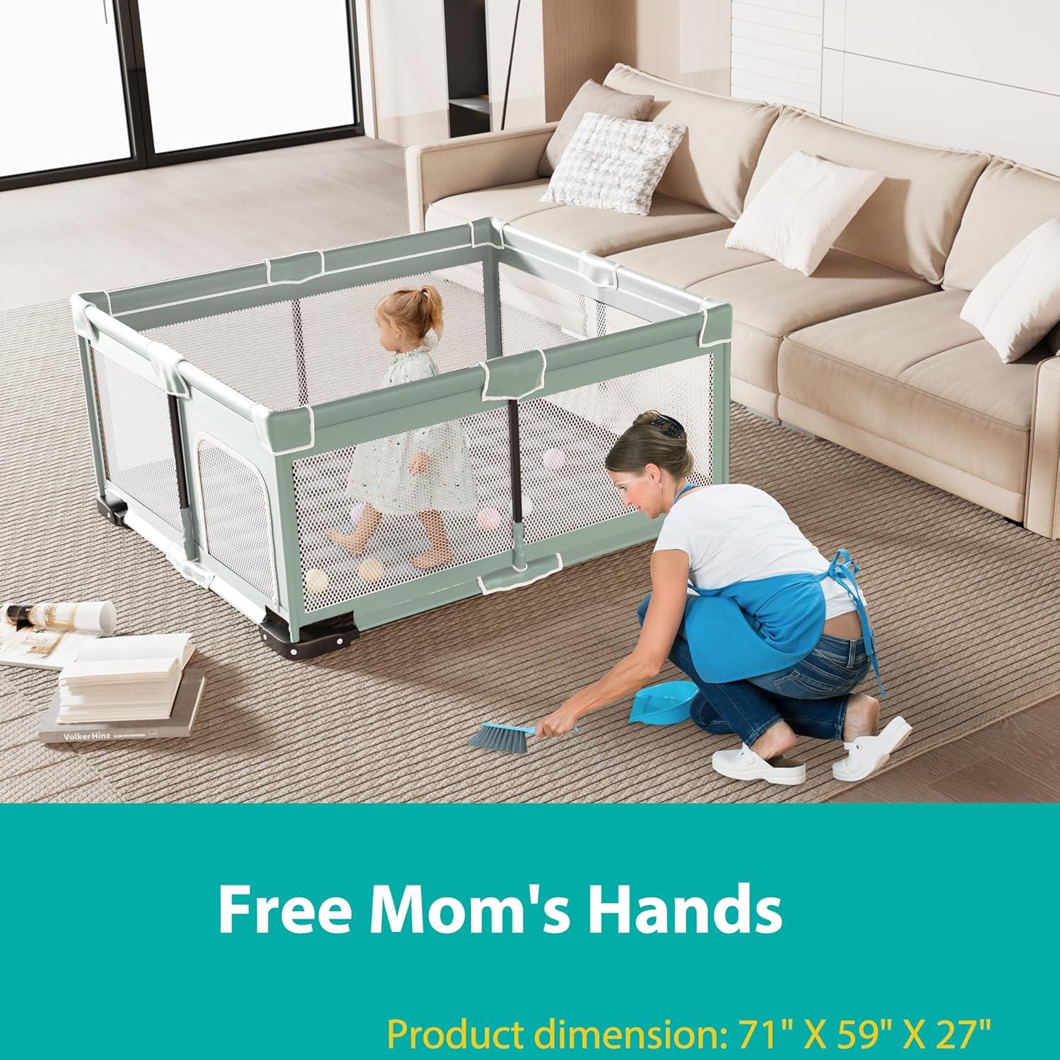 Parque Infantil Plegable ICAREWAY 180x150 cm Verde Claro