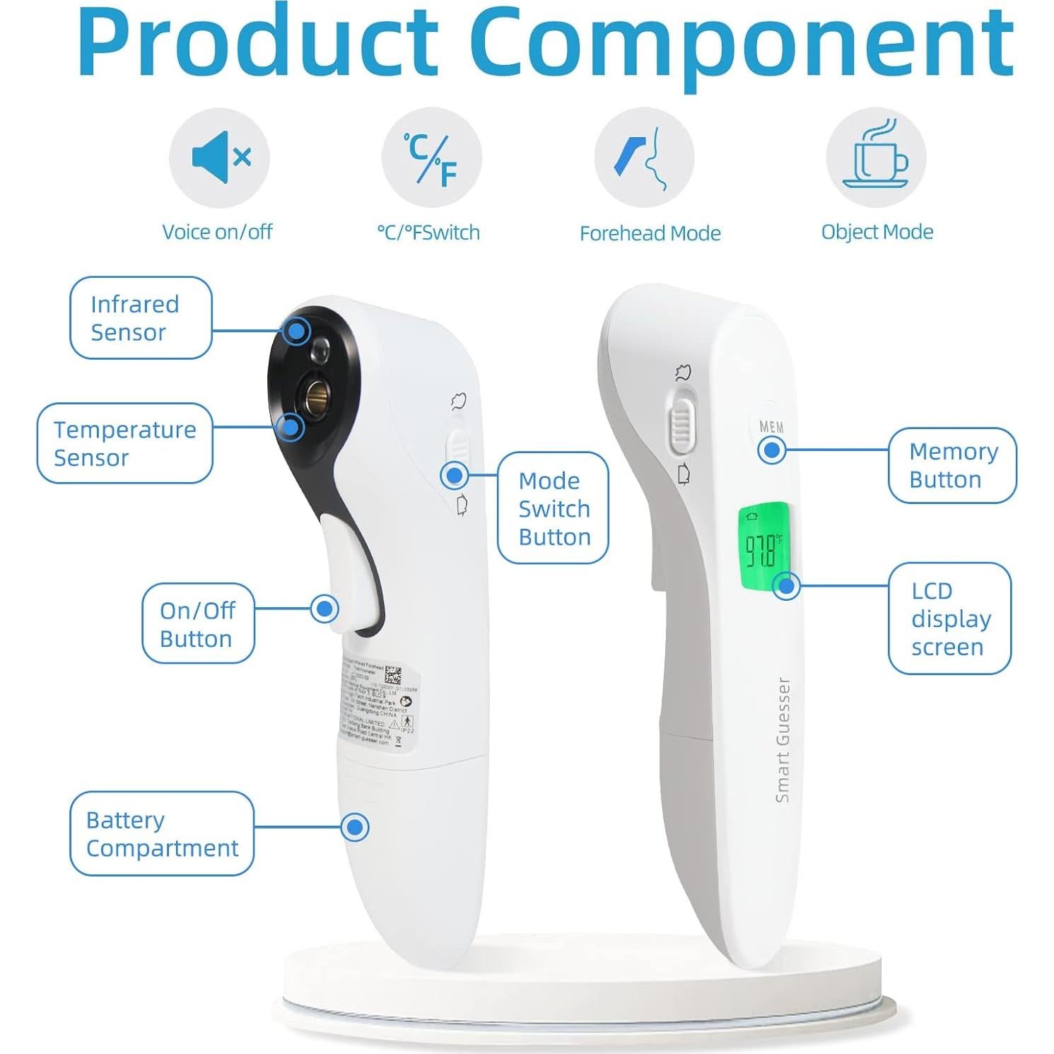Termómetro Digital Infrarrojo Sin Contacto Smart Guesser LFR30B