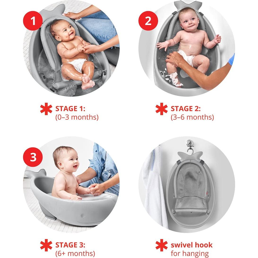 Bañera para Bebés Skip Hop Moby 3 Etapas - Gris