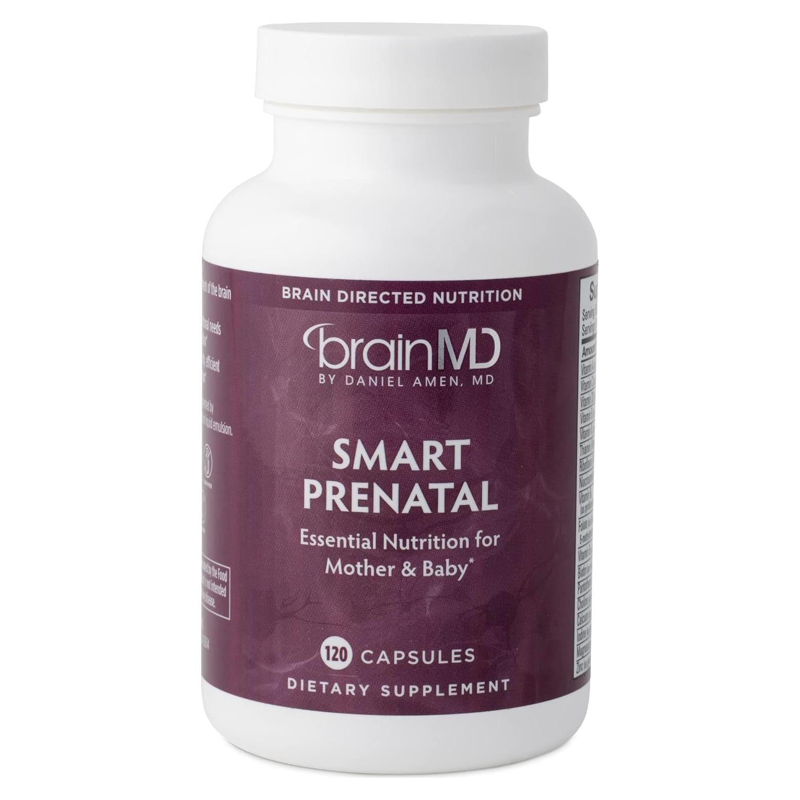 Suplemento Prenatal BrainMD Dr Amen - 120 Cápsulas - Multivitamínico Sin Gluten para Mamá y Bebé