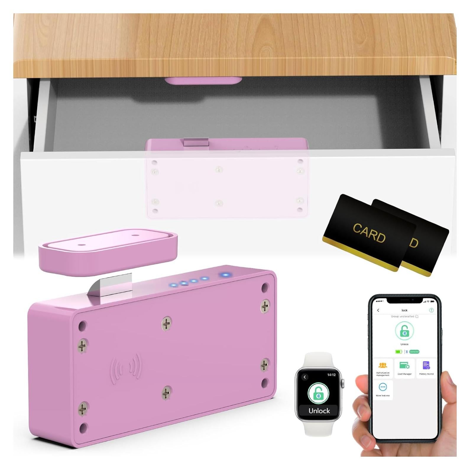 Cerradura Inteligente Dhiedas F3BC Rosa RFID Bluetooth Seguridad Infantil