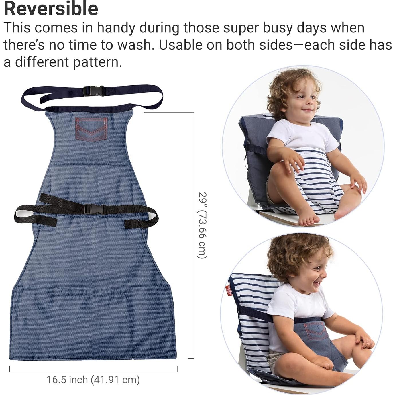 Silla Alta Portátil BabyToLove Denim | Asiento Seguro para Bebés