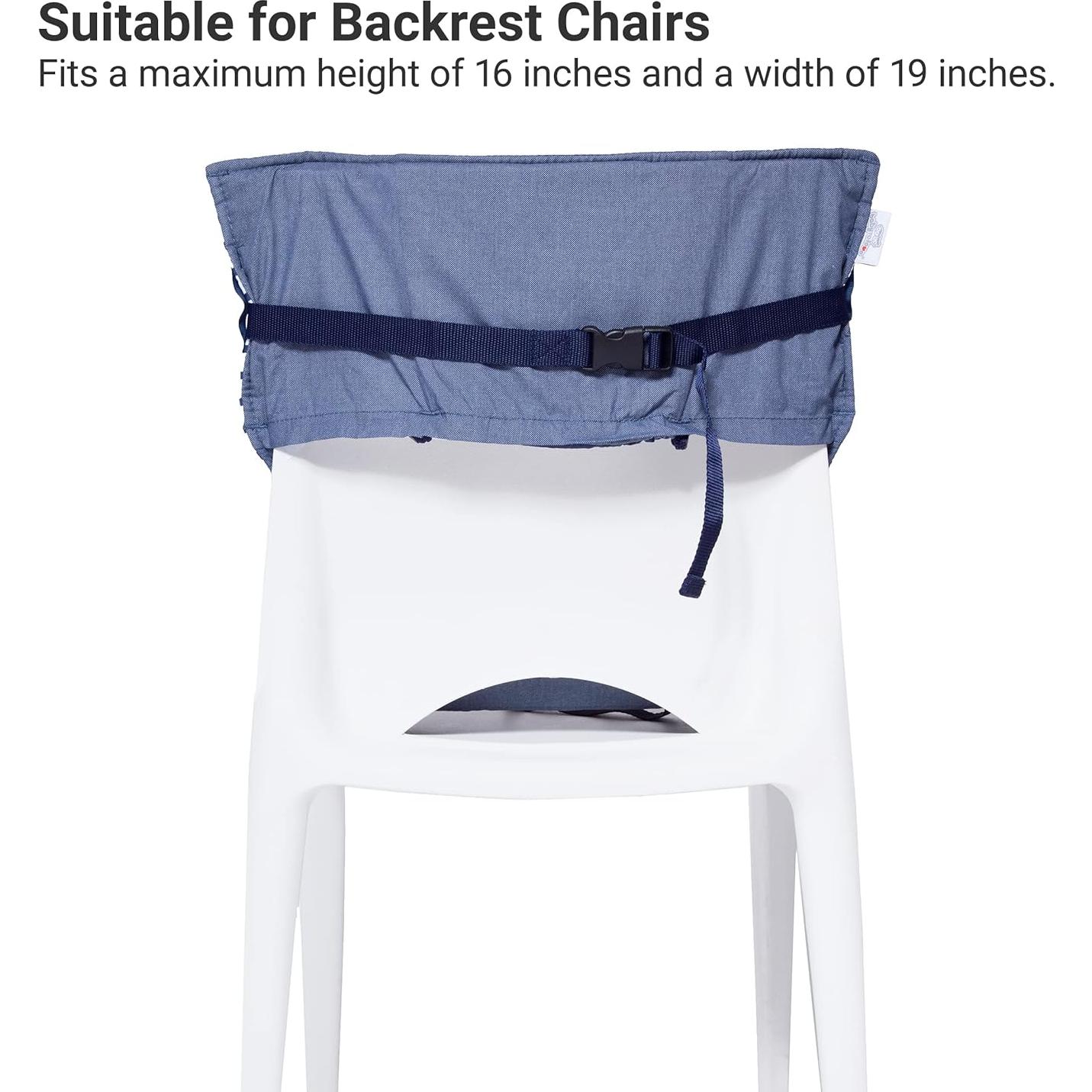 Silla Alta Portátil BabyToLove Denim | Asiento Seguro para Bebés