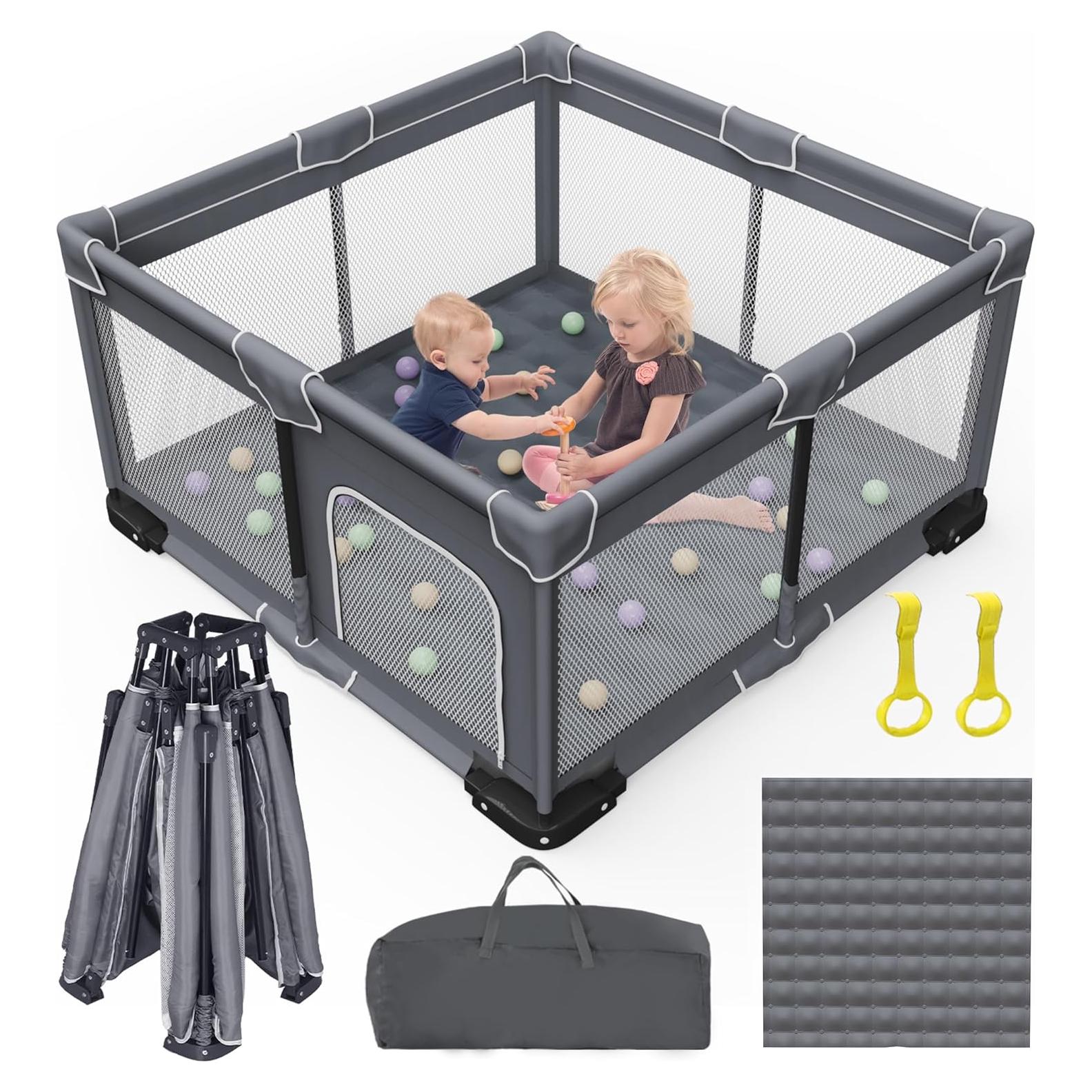 Parque Infantil Plegable Grobeybees 127x127 cm con Alfombra