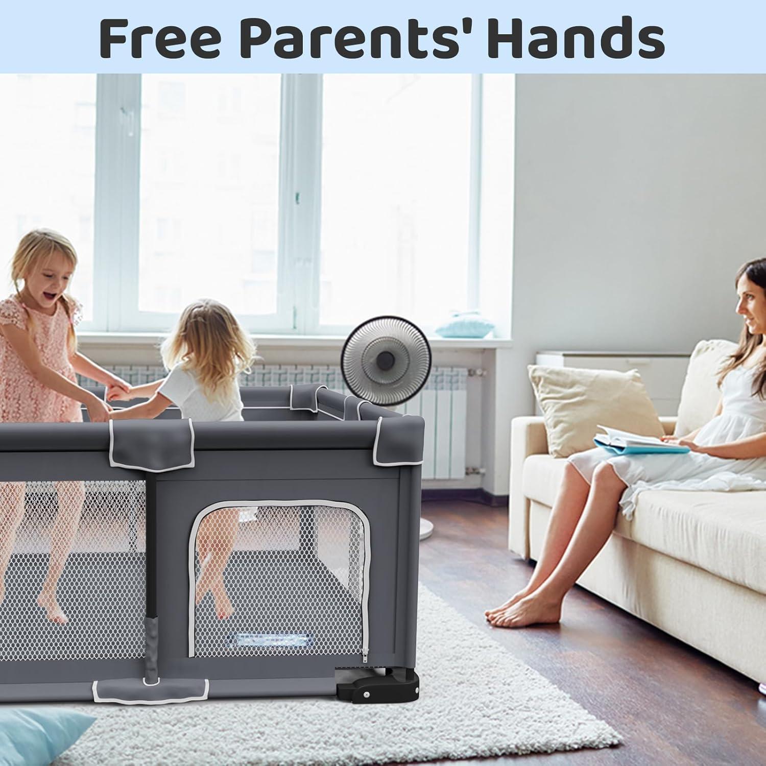 Parque Infantil Plegable Grobeybees 127x127 cm con Alfombra