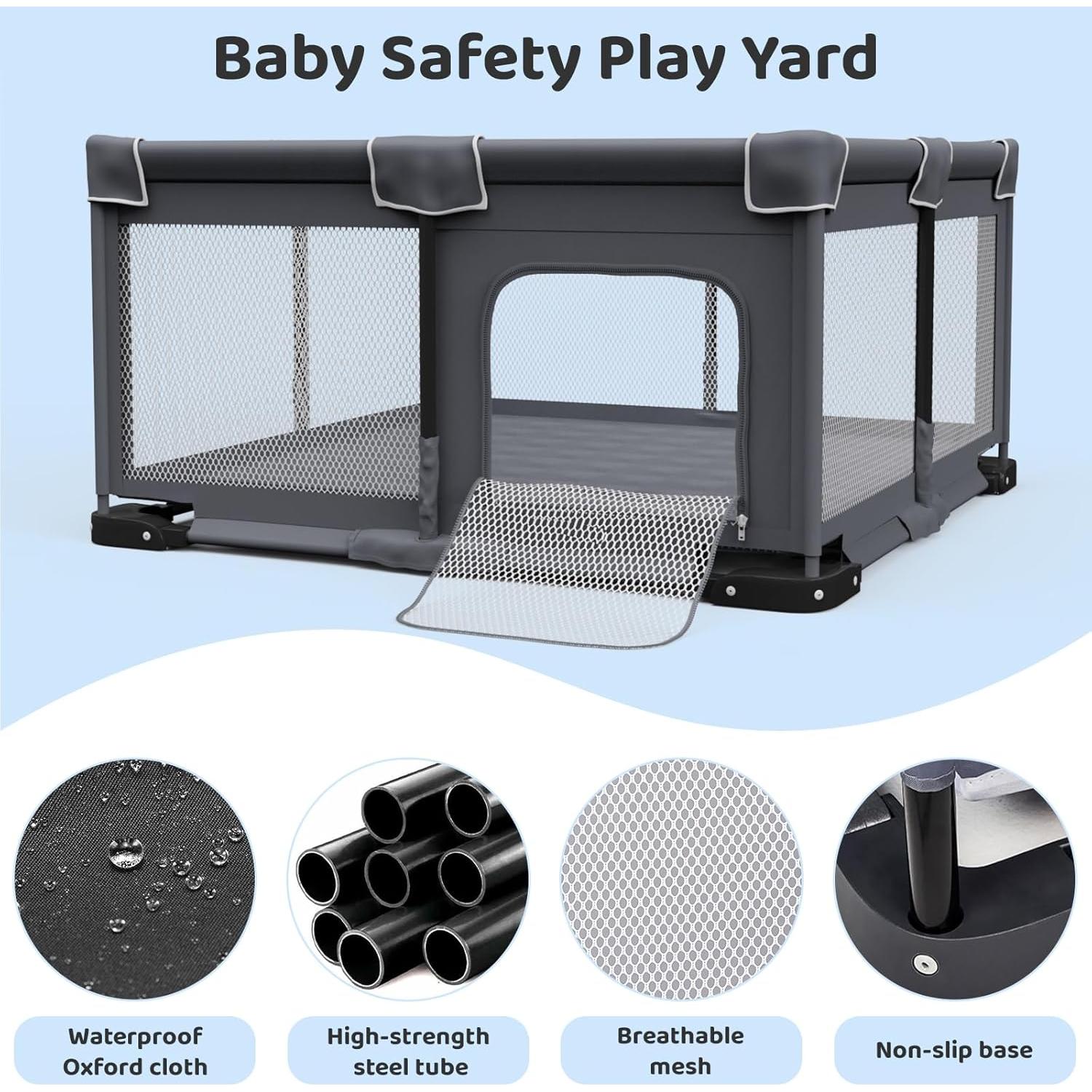 Parque Infantil Plegable Grobeybees 127x127 cm con Alfombra