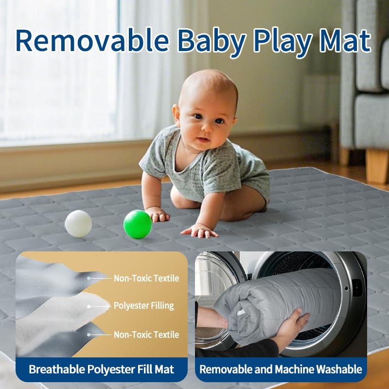 Parque Infantil Plegable Nvlirun 127x127cm con Alfombra