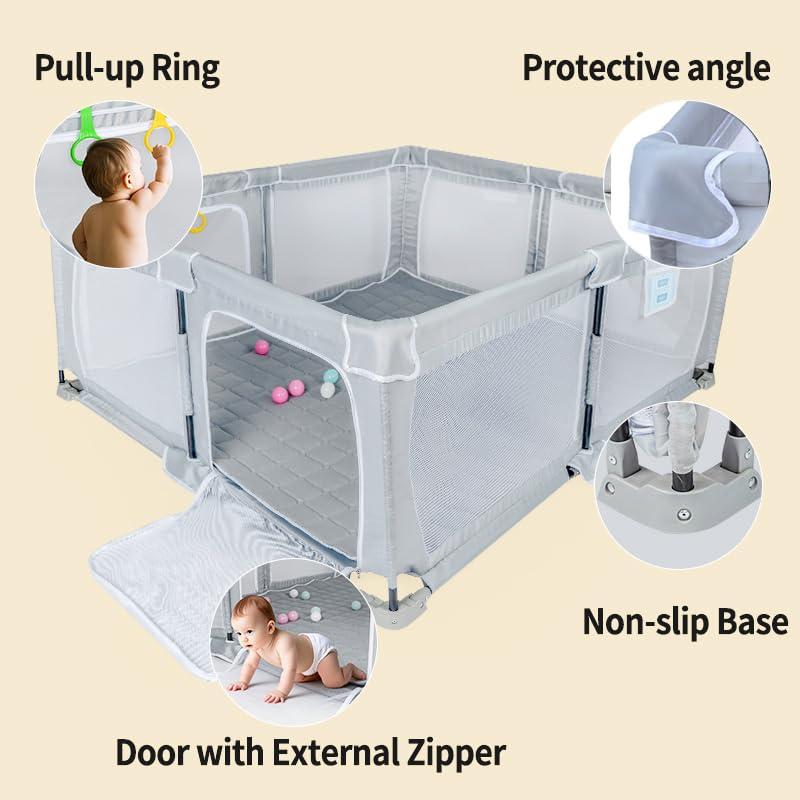 Parque Infantil Plegable Nvlirun 127x127cm con Alfombra