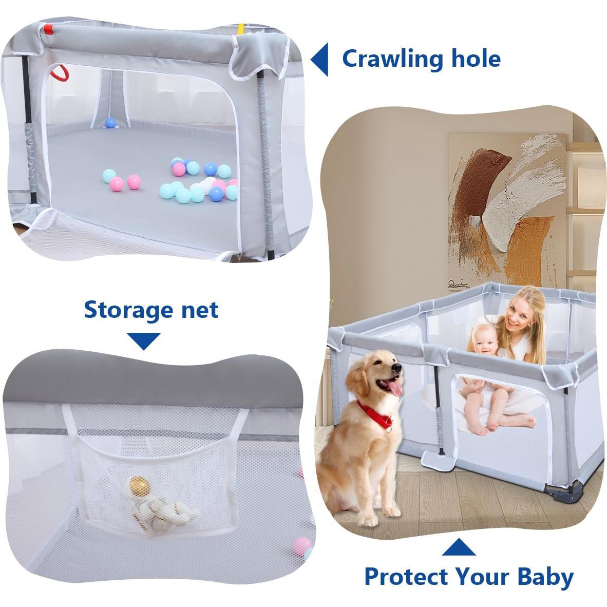 Parque Infantil Plegable Nvlirun 127x127cm con Alfombra