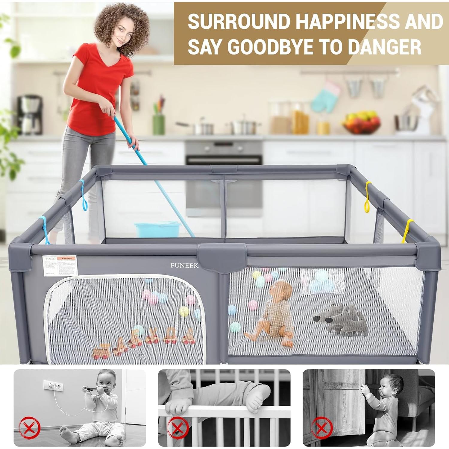 Parque Infantil Portátil para Bebés 190.5x129.5 cm Gris