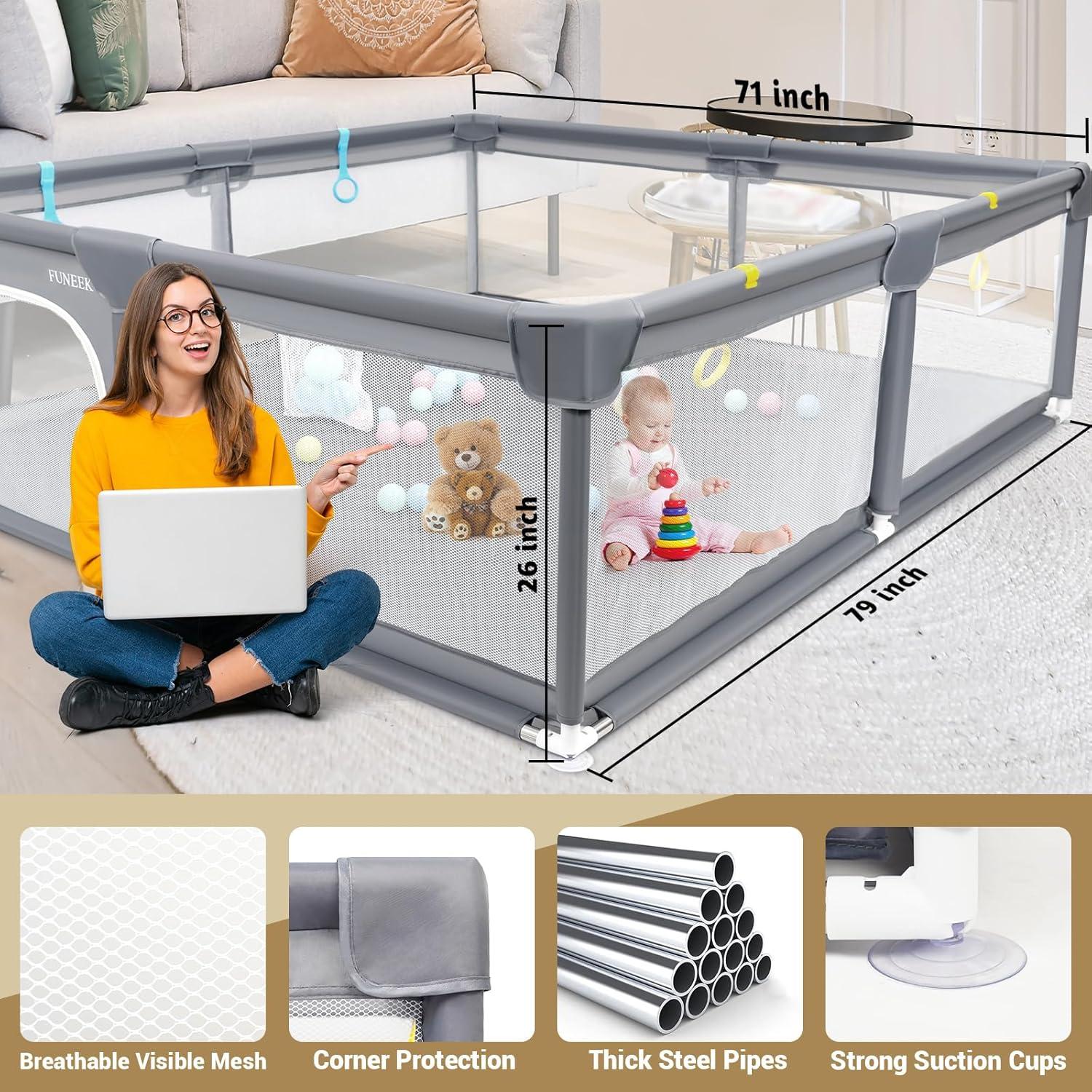 Parque Infantil Portátil para Bebés 190.5x129.5 cm Gris