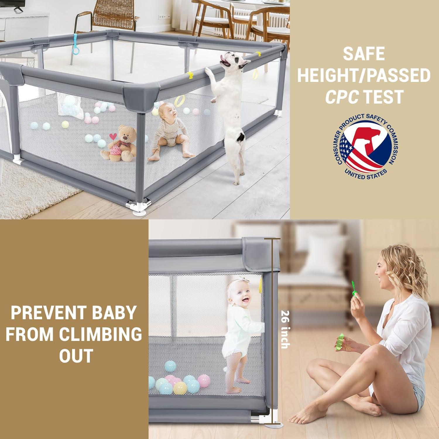 Parque Infantil Portátil para Bebés 190.5x129.5 cm Gris