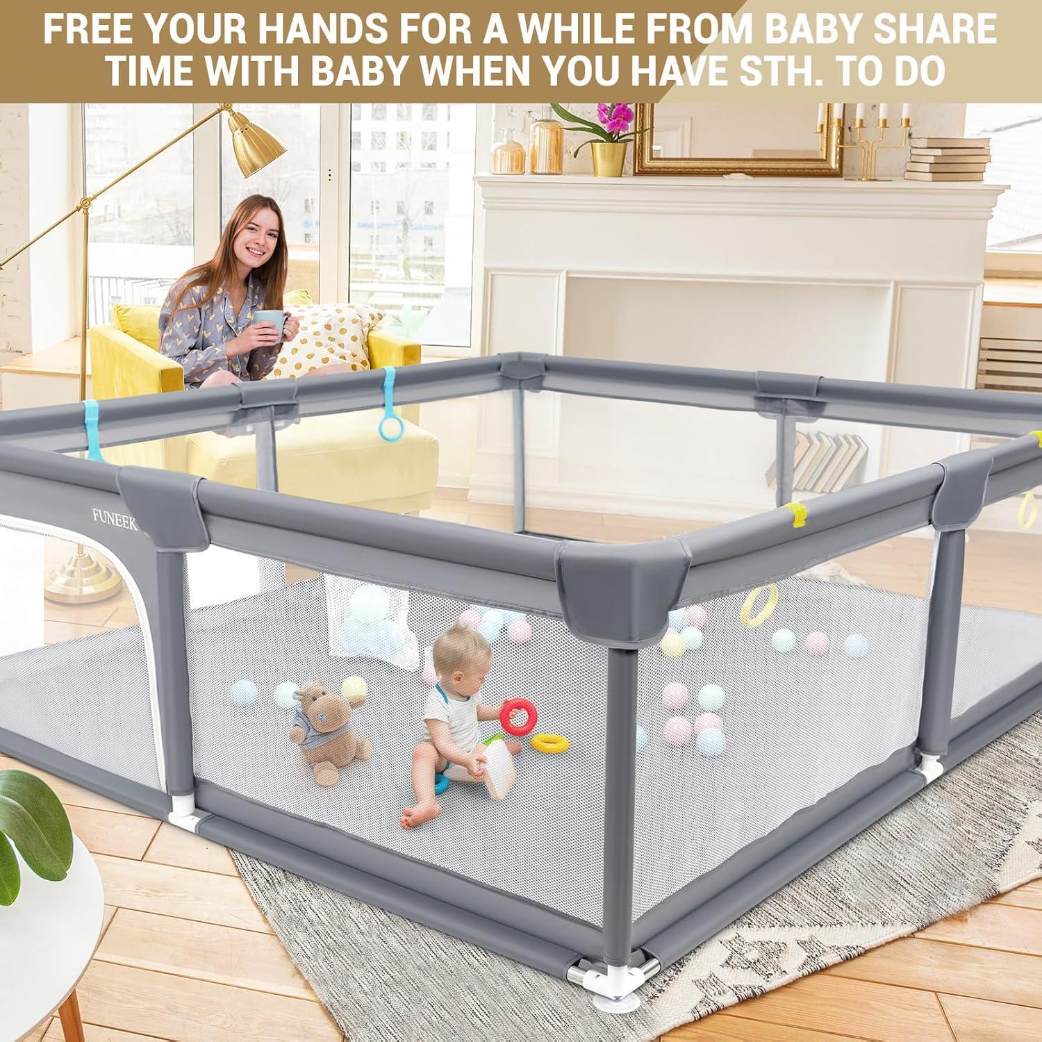 Parque Infantil Portátil para Bebés 190.5x129.5 cm Gris