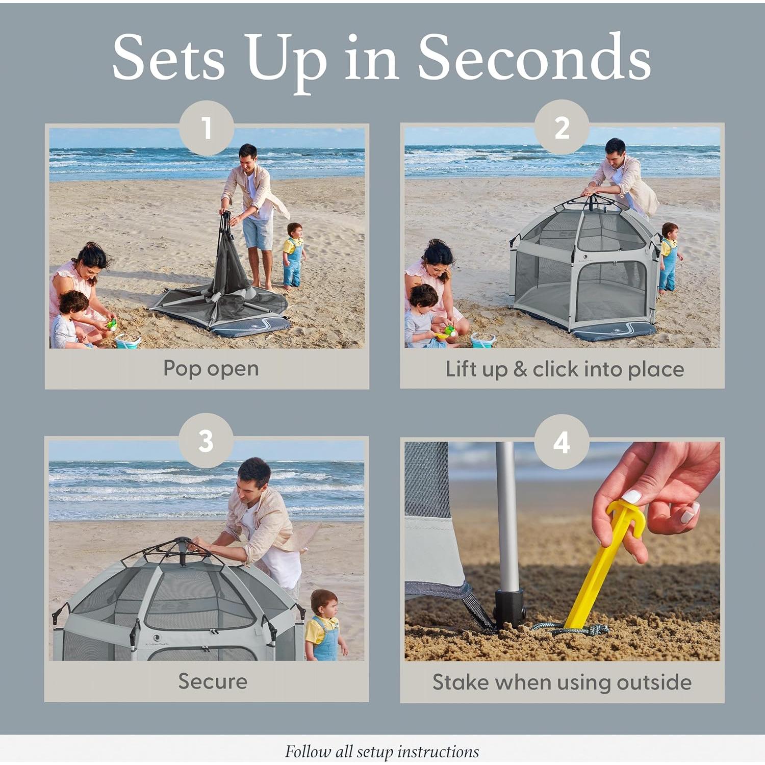 Parque Infantil Plegable Pop 'N Go Gris Claro - 150x134 cm