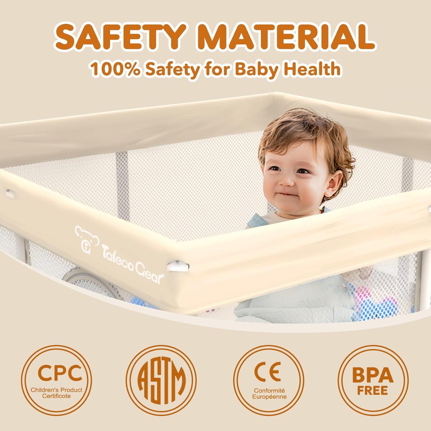 Parque Infantil Plegable Amarillo ETWL-099 127x127 cm con Pelotas