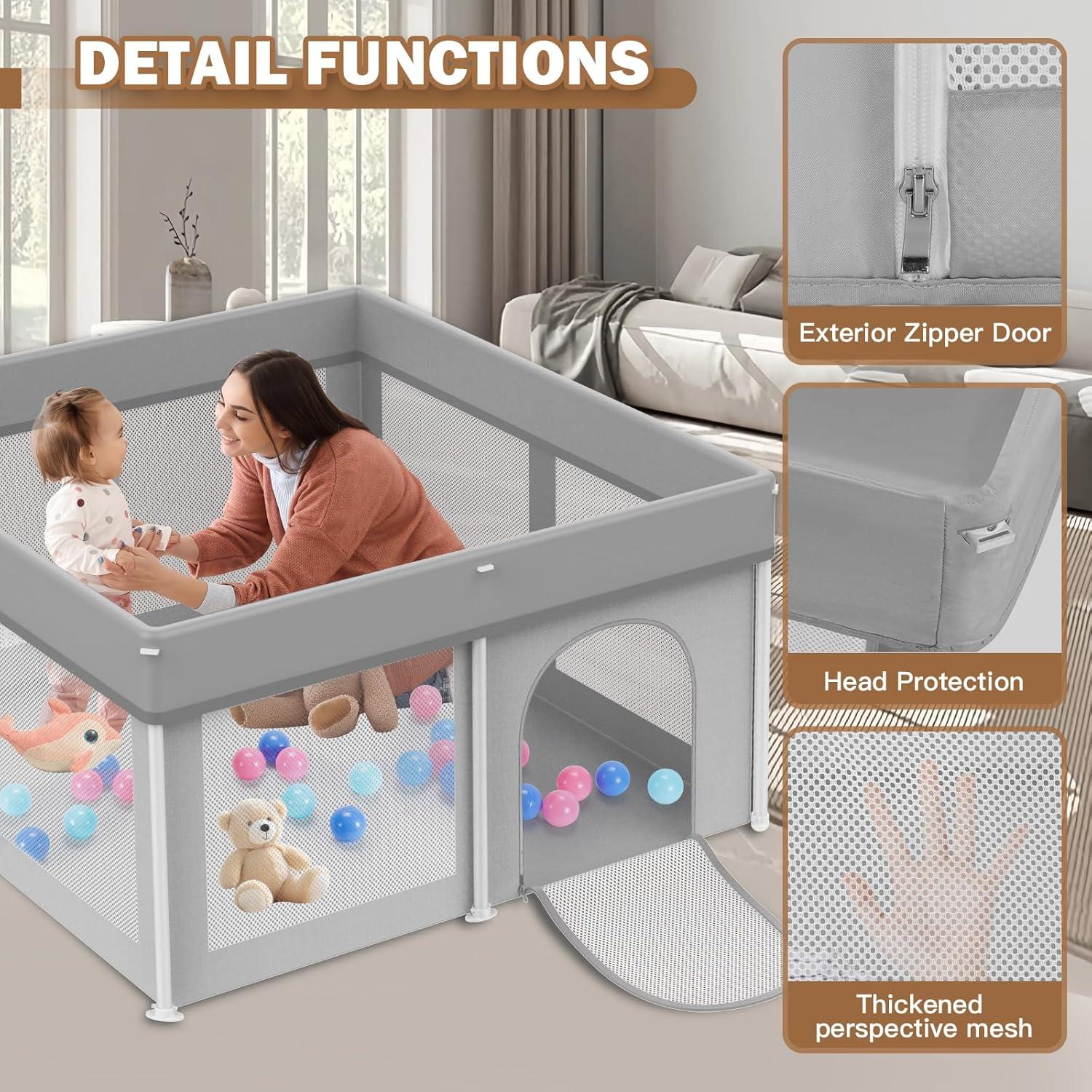 Parque Infantil Plegable PTCIDE 127x127cm Gris Seguro