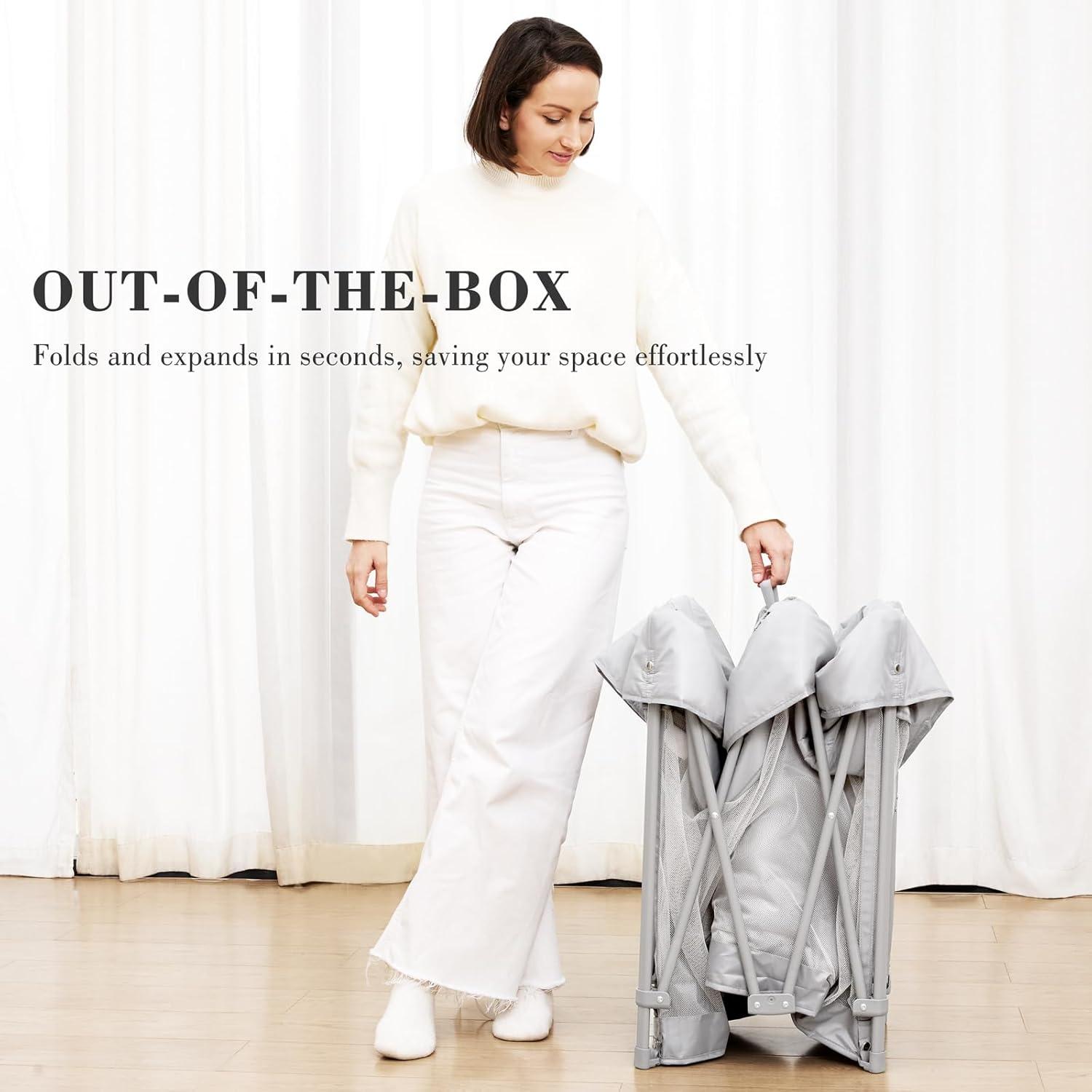 Parque Infantil Plegable Gris 127cm x 127cm con Malla Transpirable