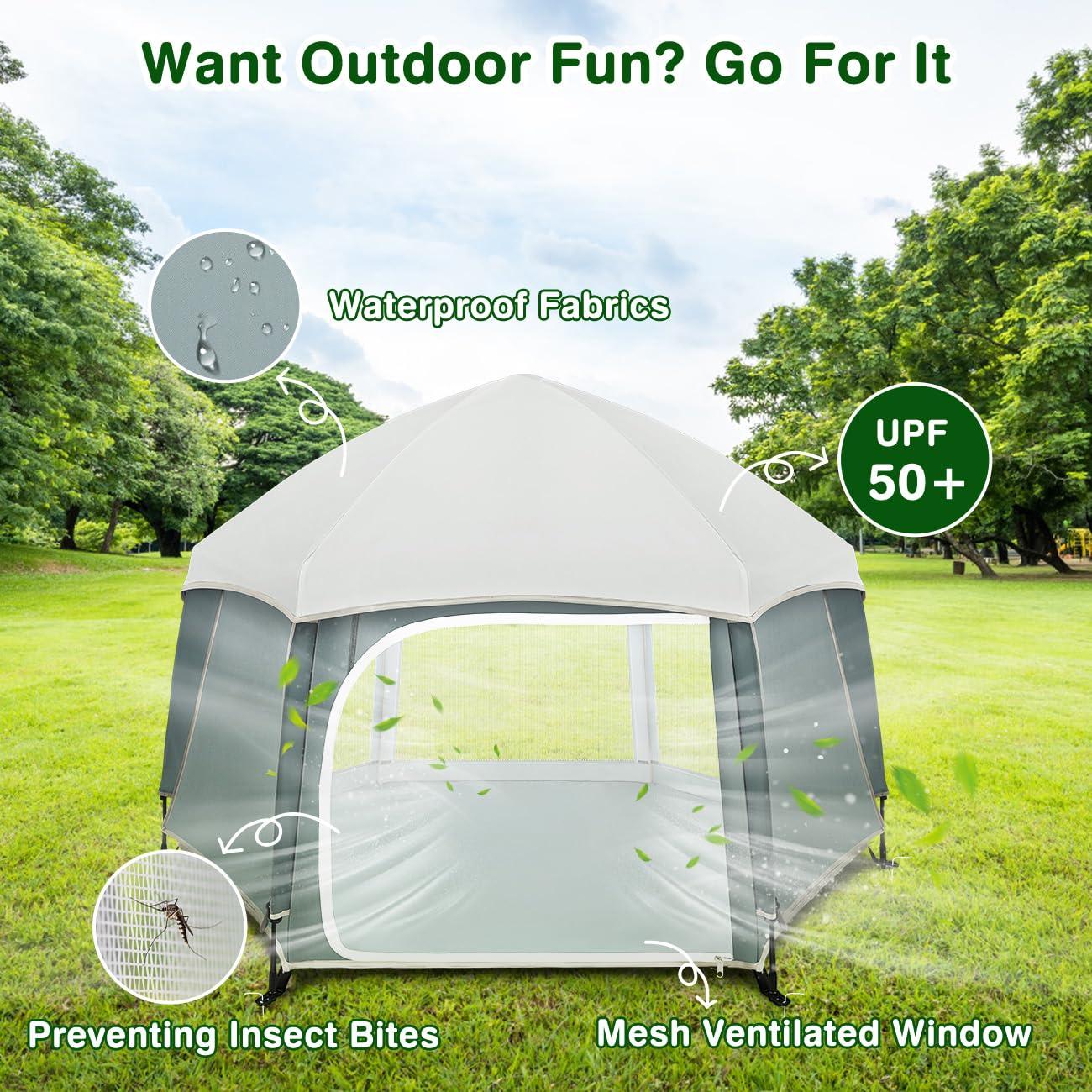 Parque de Juegos Plegable Zooawa para Bebés 150x100 cm Gris