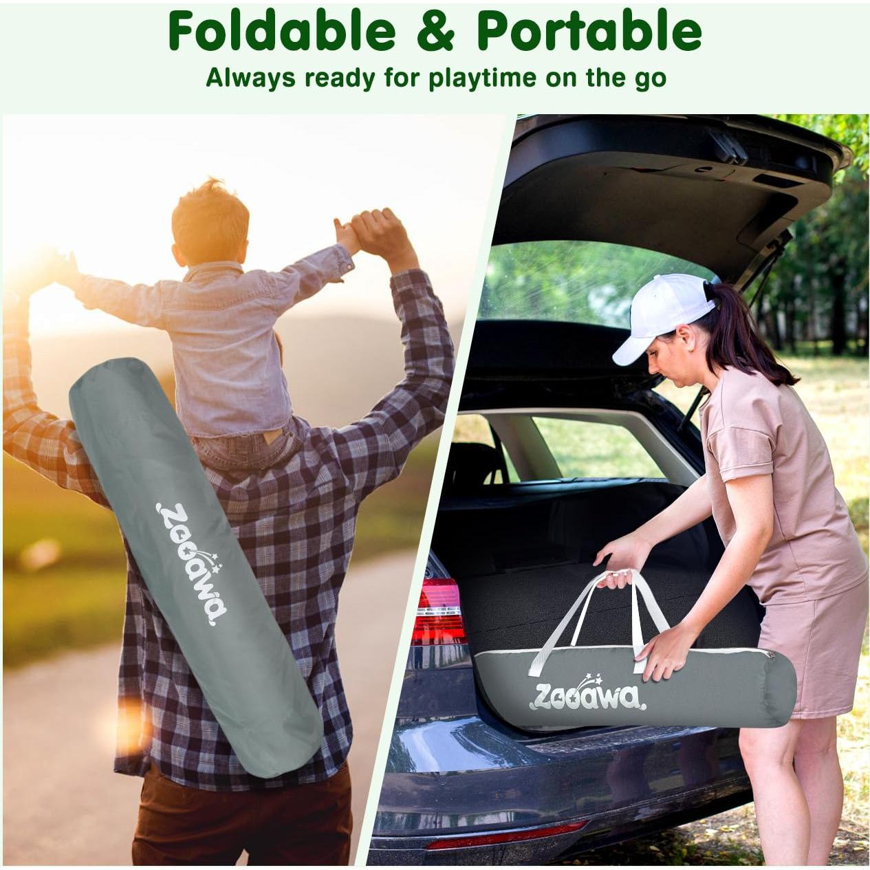 Parque de Juegos Plegable Zooawa para Bebés 150x100 cm Gris