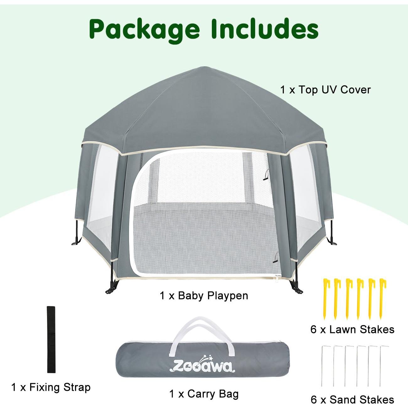 Parque de Juegos Plegable Zooawa para Bebés 150x100 cm Gris