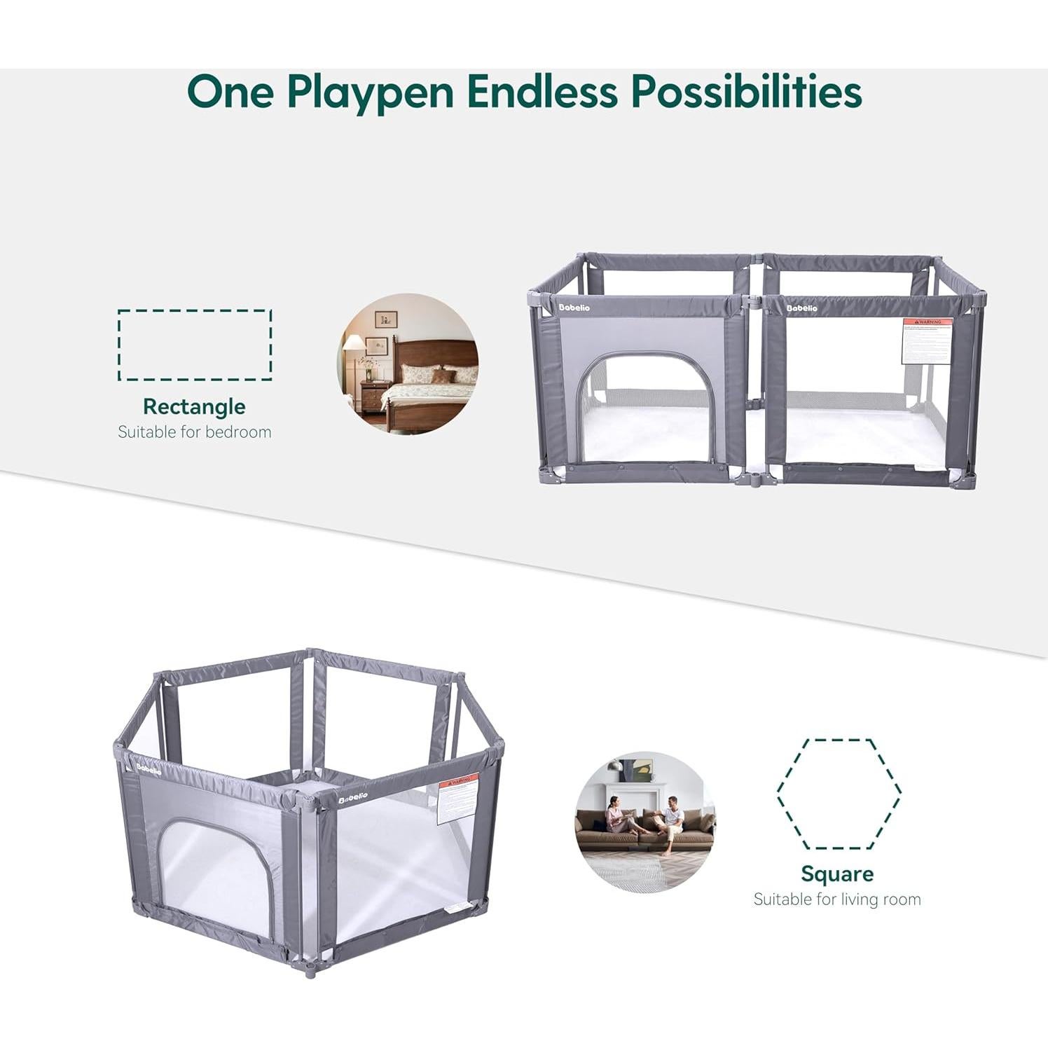 Parque Infantil Plegable Babelio 157x79 cm Ajustable Seguro