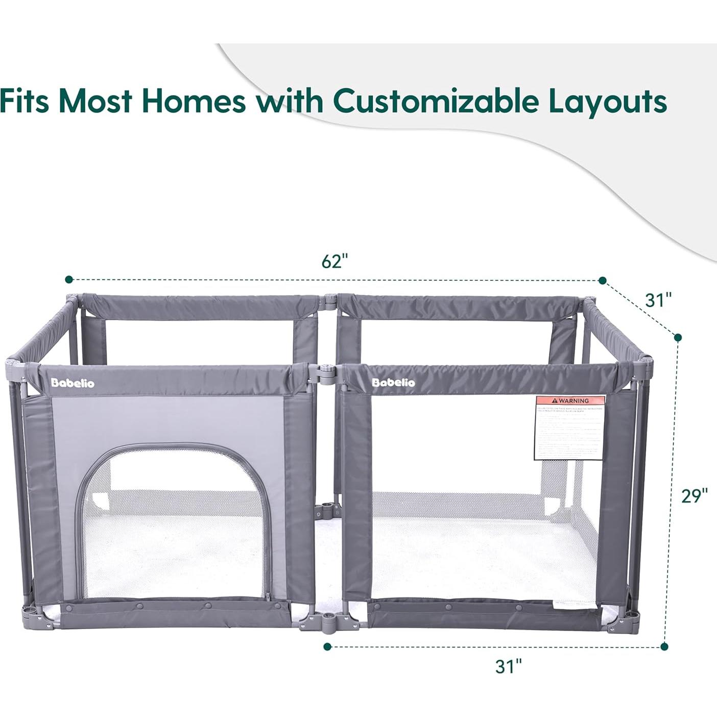Parque Infantil Plegable Babelio 157x79 cm Ajustable Seguro