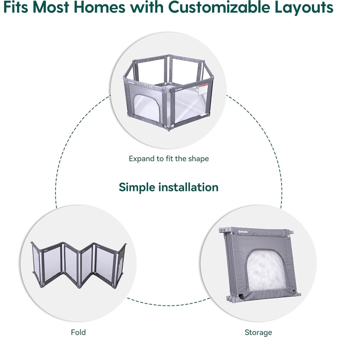 Parque Infantil Plegable Babelio 157x79 cm Ajustable Seguro