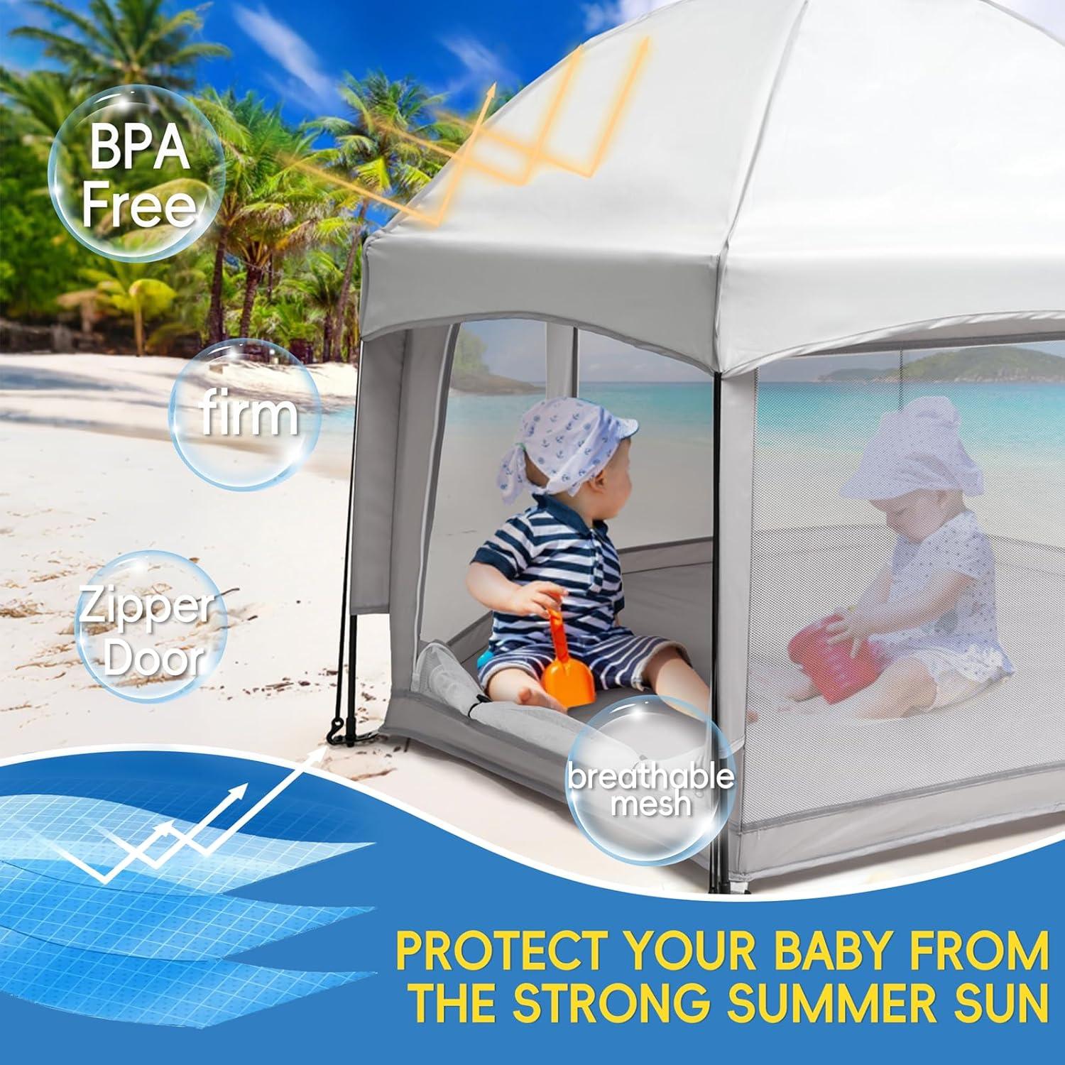 Parque Infantil Plegable Palopalo 150x109 cm con Dosel UPF50+