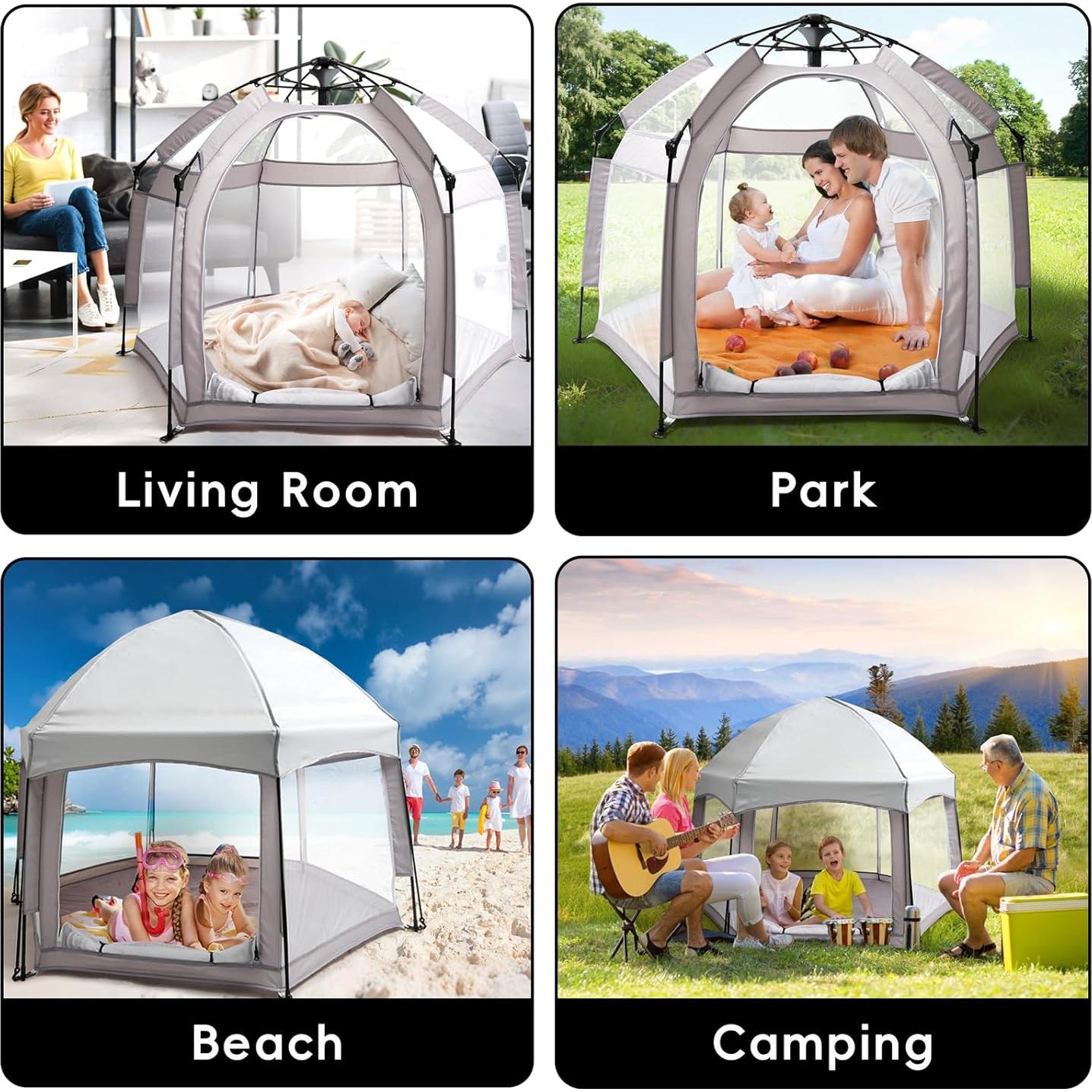 Parque Infantil Plegable Palopalo 150x109 cm con Dosel UPF50+