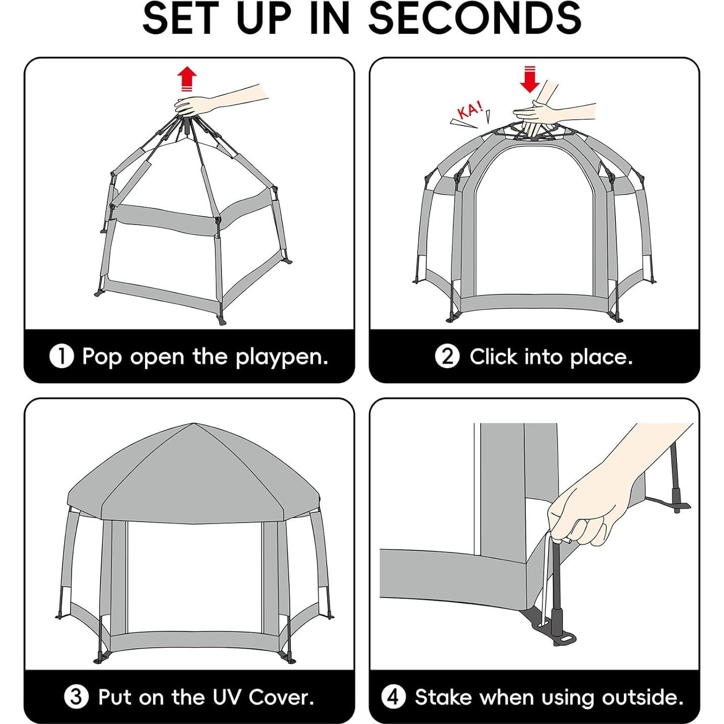 Parque Infantil Plegable Palopalo 150x109 cm con Dosel UPF50+