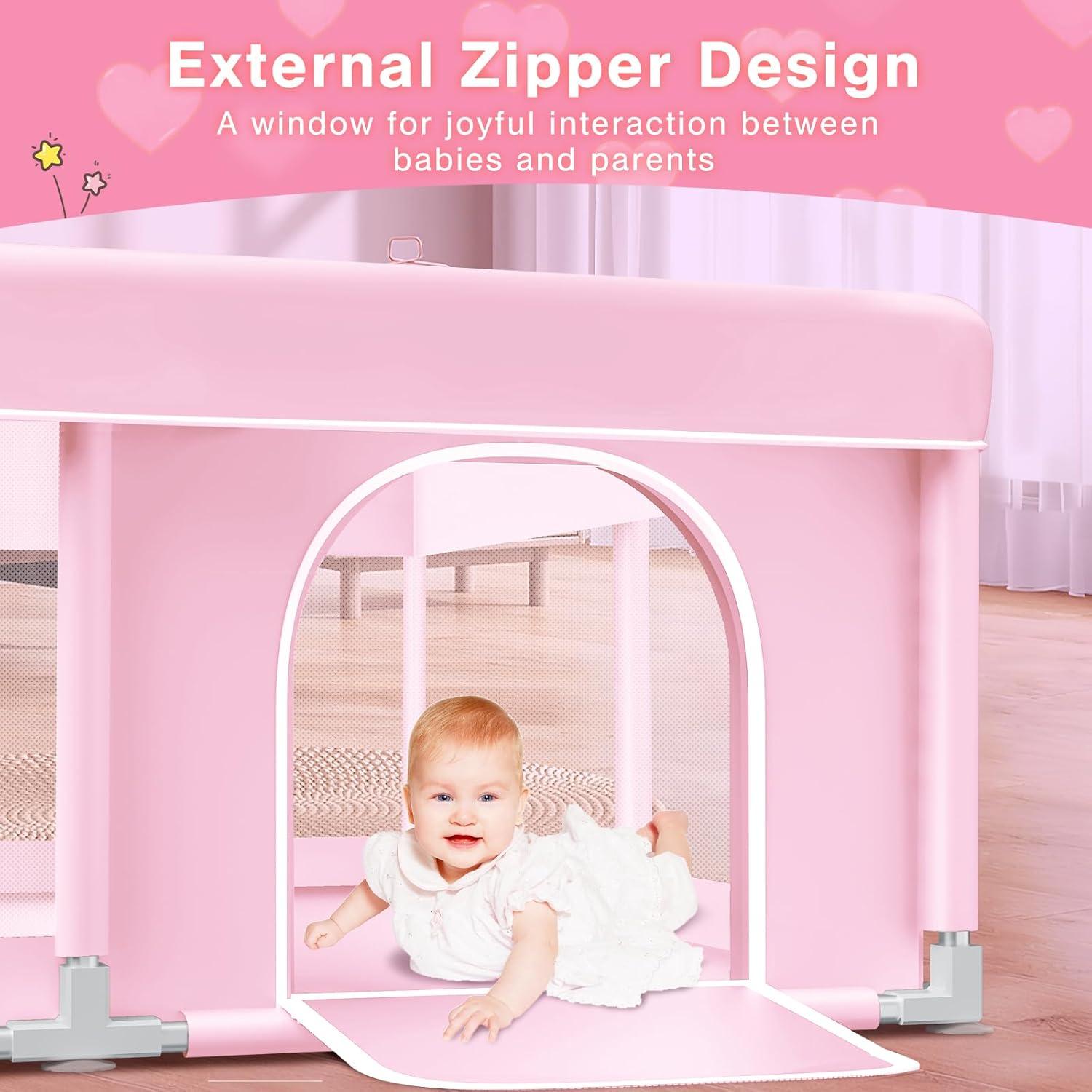 Parque Infantil Rosa 127x127 cm - Seguro y Transpirable