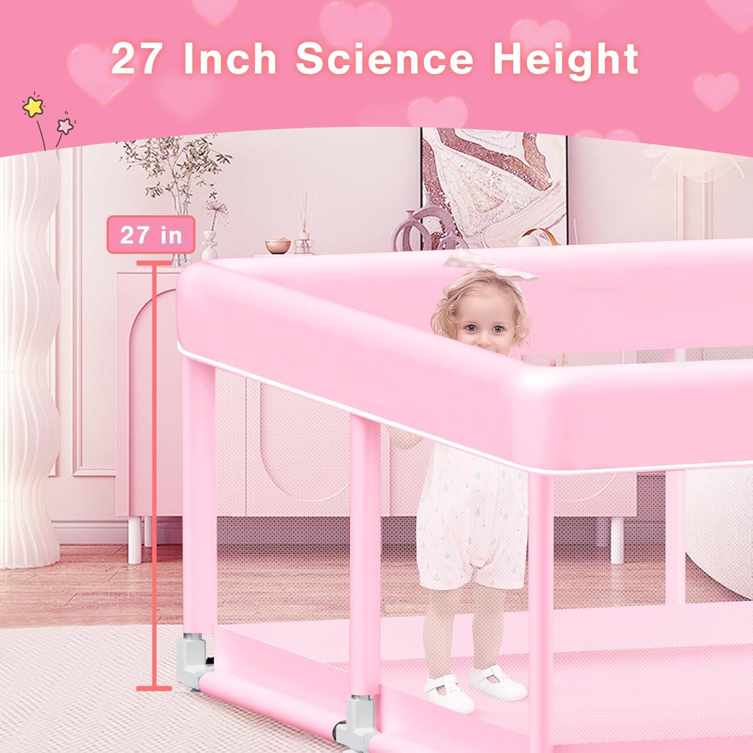 Parque Infantil Rosa 127x127 cm - Seguro y Transpirable