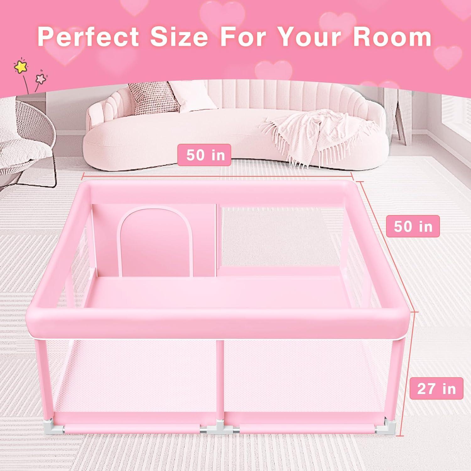 Parque Infantil Rosa 127x127 cm - Seguro y Transpirable