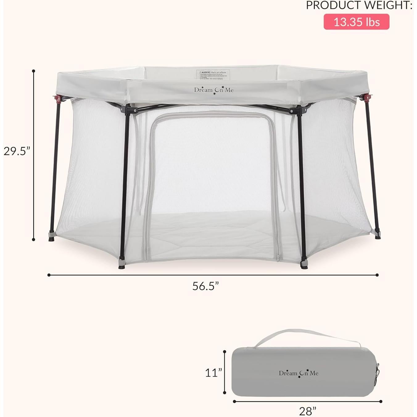 Parque Infantil Dream On Me Onyx Gris - Portátil y Ligero