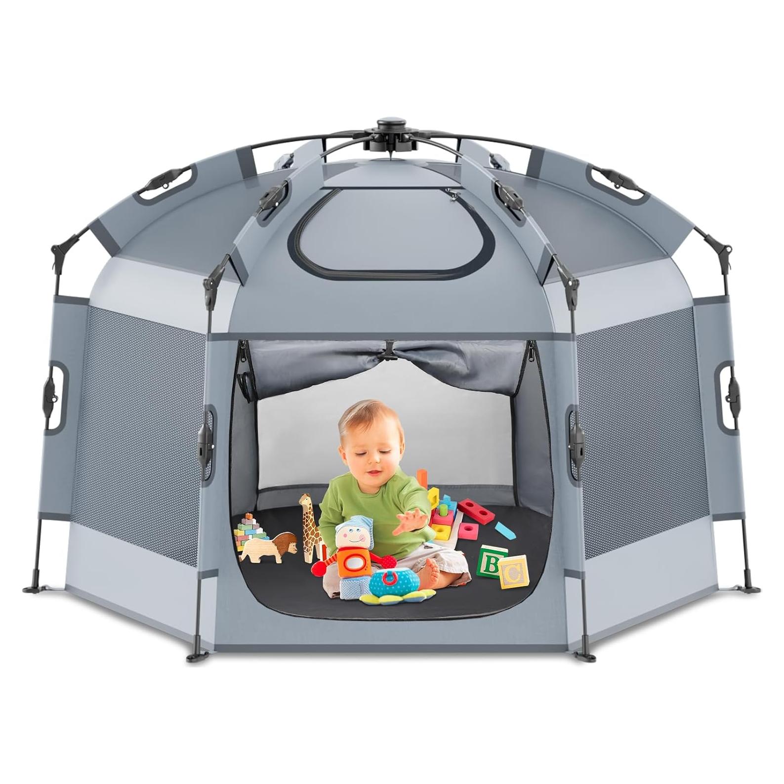Parque Infantil Plegable Babepai 140 cm Gris - Tienda de Playa