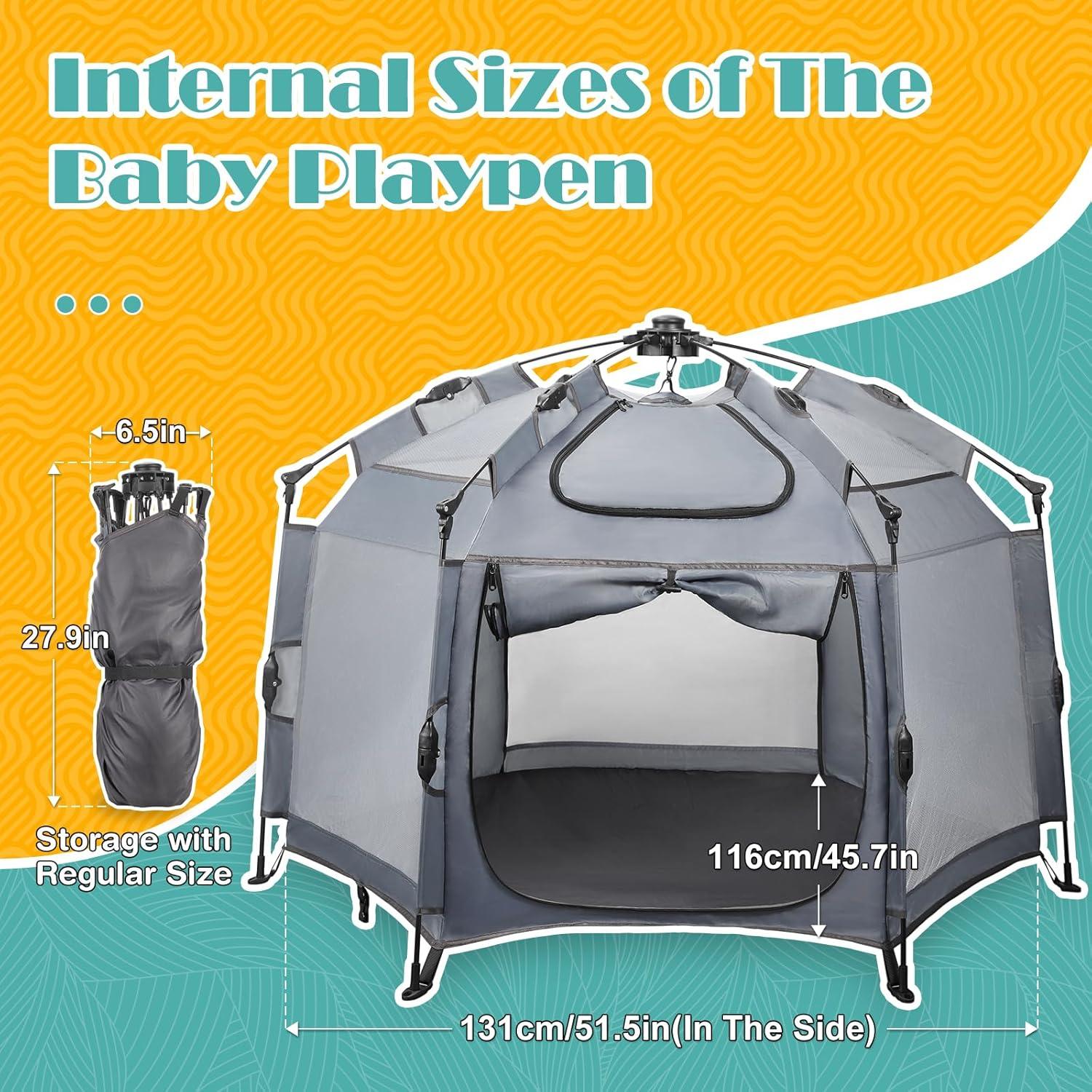 Parque Infantil Plegable Babepai 140 cm Gris - Tienda de Playa