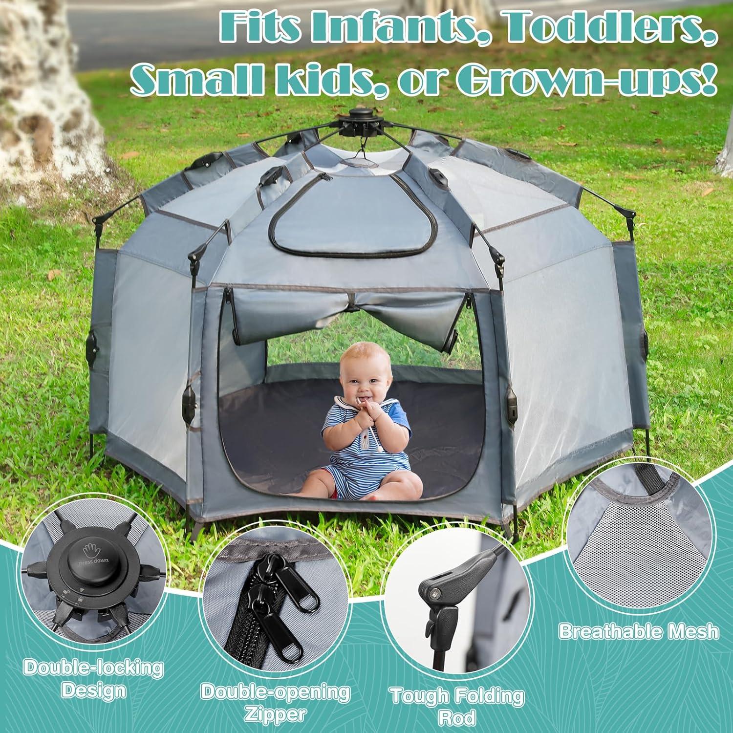 Parque Infantil Plegable Babepai 140 cm Gris - Tienda de Playa