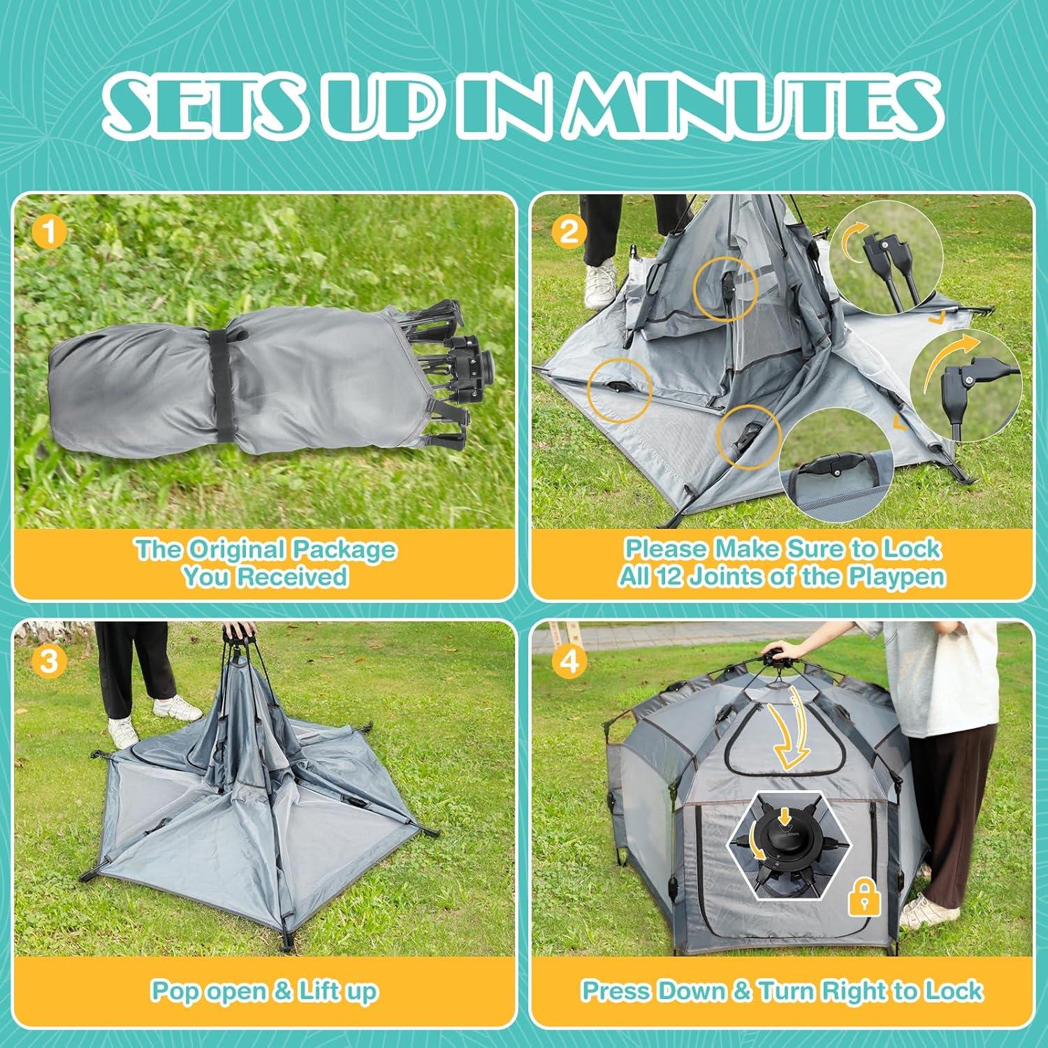 Parque Infantil Plegable Babepai 140 cm Gris - Tienda de Playa