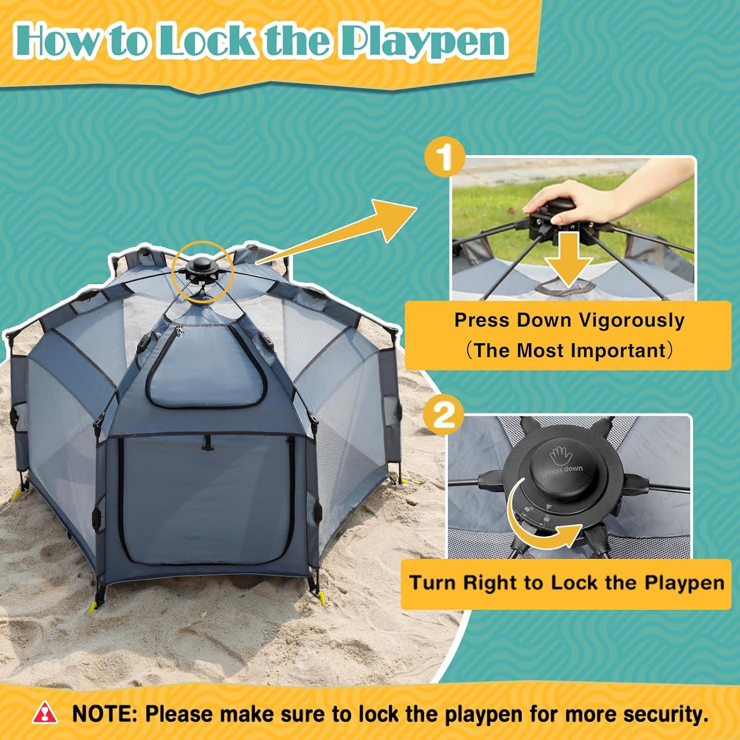 Parque Infantil Plegable Babepai 140 cm Gris - Tienda de Playa