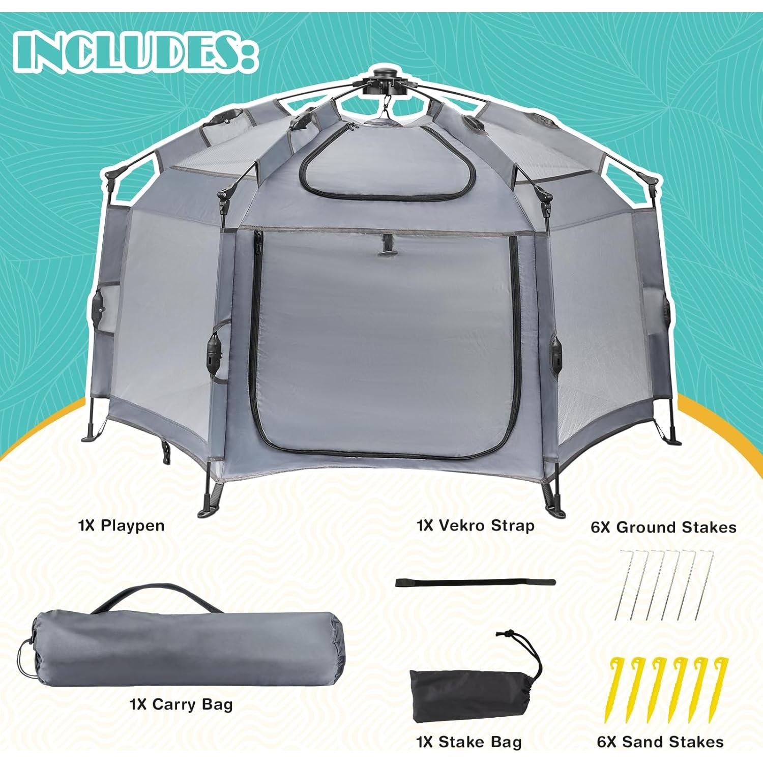 Parque Infantil Plegable Babepai 140 cm Gris - Tienda de Playa