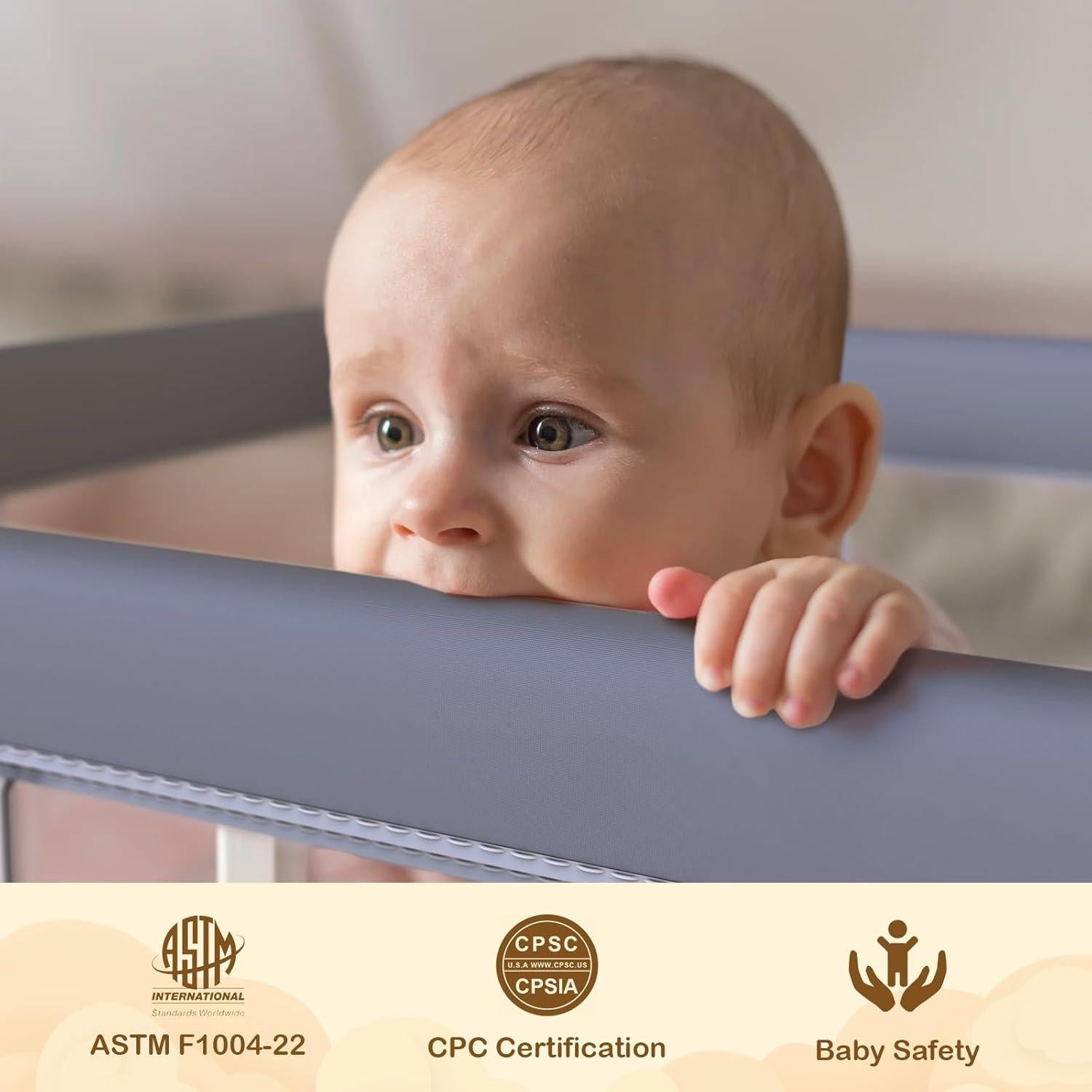 Parque Infantil Plegable WEKSI Gris 127x127 cm con Alfombra